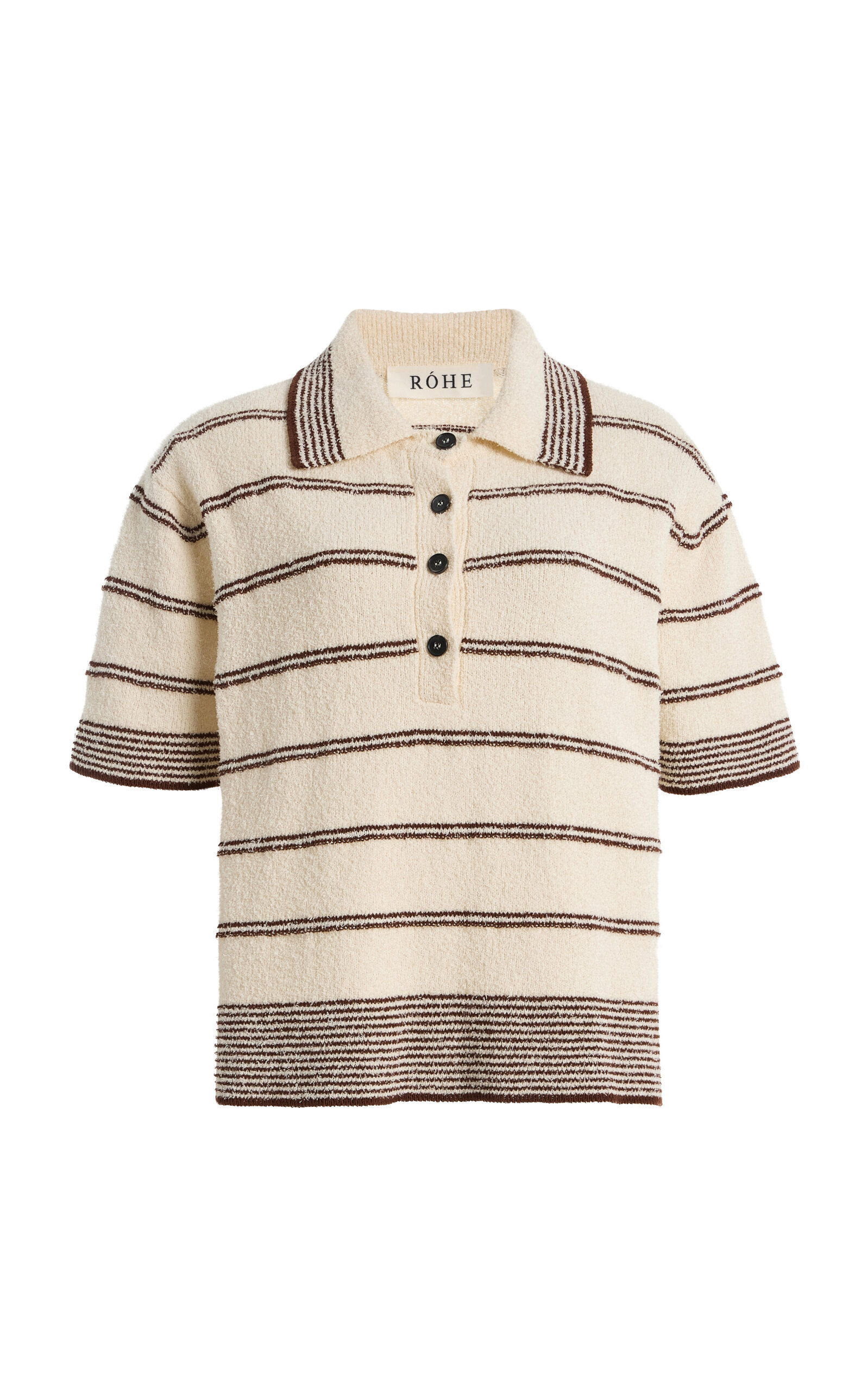 Róhe Striped Cotton-Blend Terry Cloth Polo Shirt