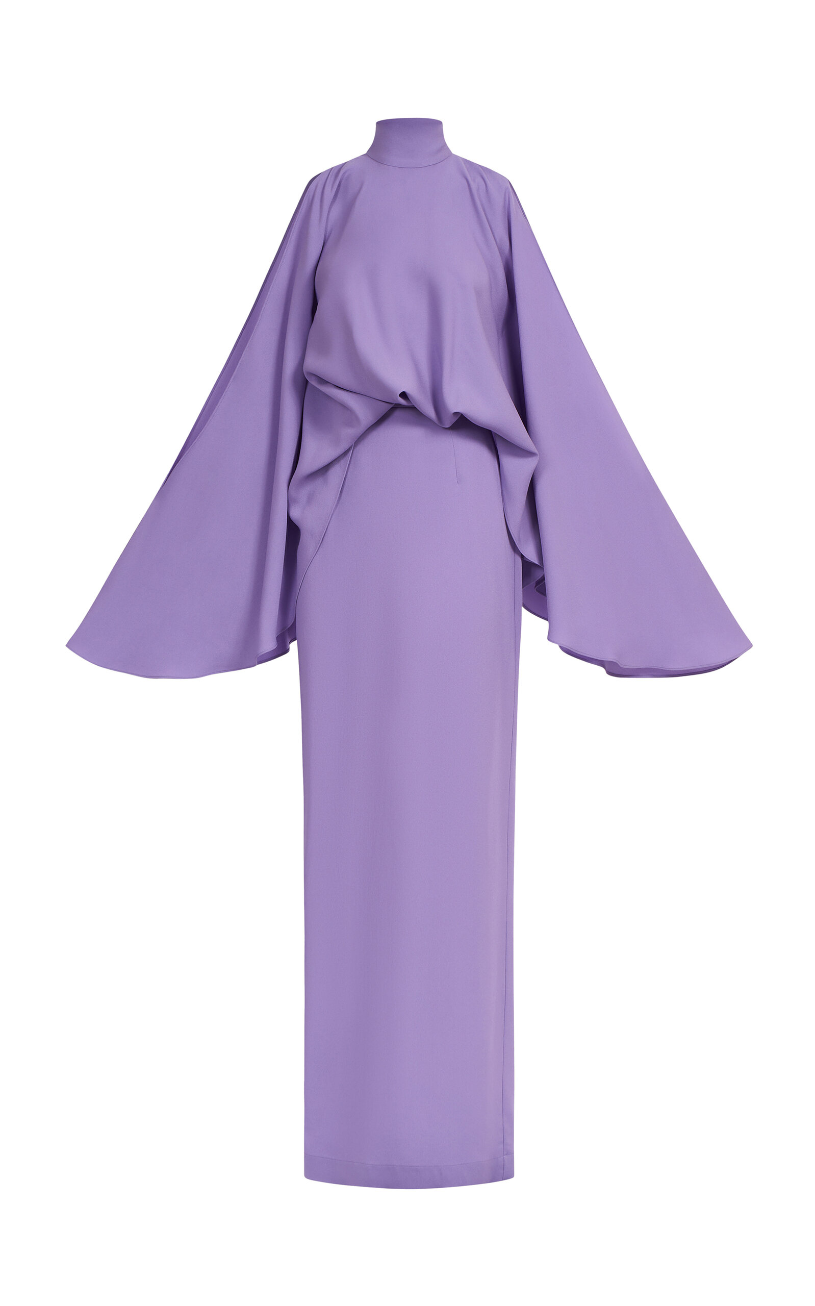 Taller Marmo Bacall Cold Shoulder Satin Maxi Dress In Purple