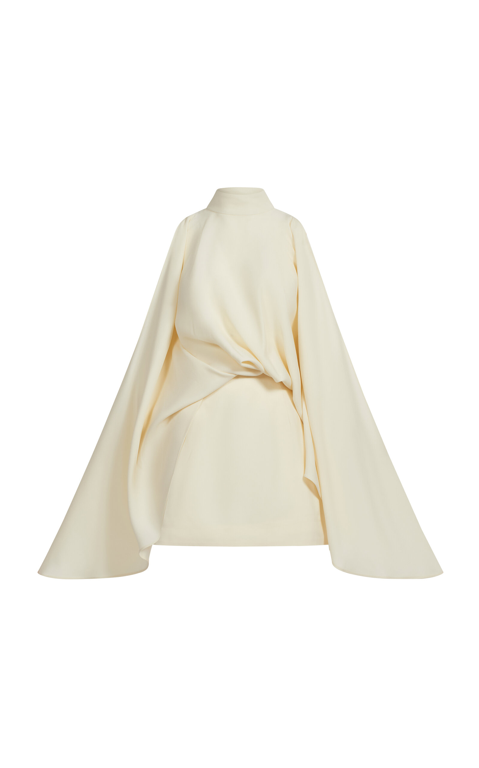 Taller Marmo Bacall Cold Shoulder Satin Mini Dress In Neutral