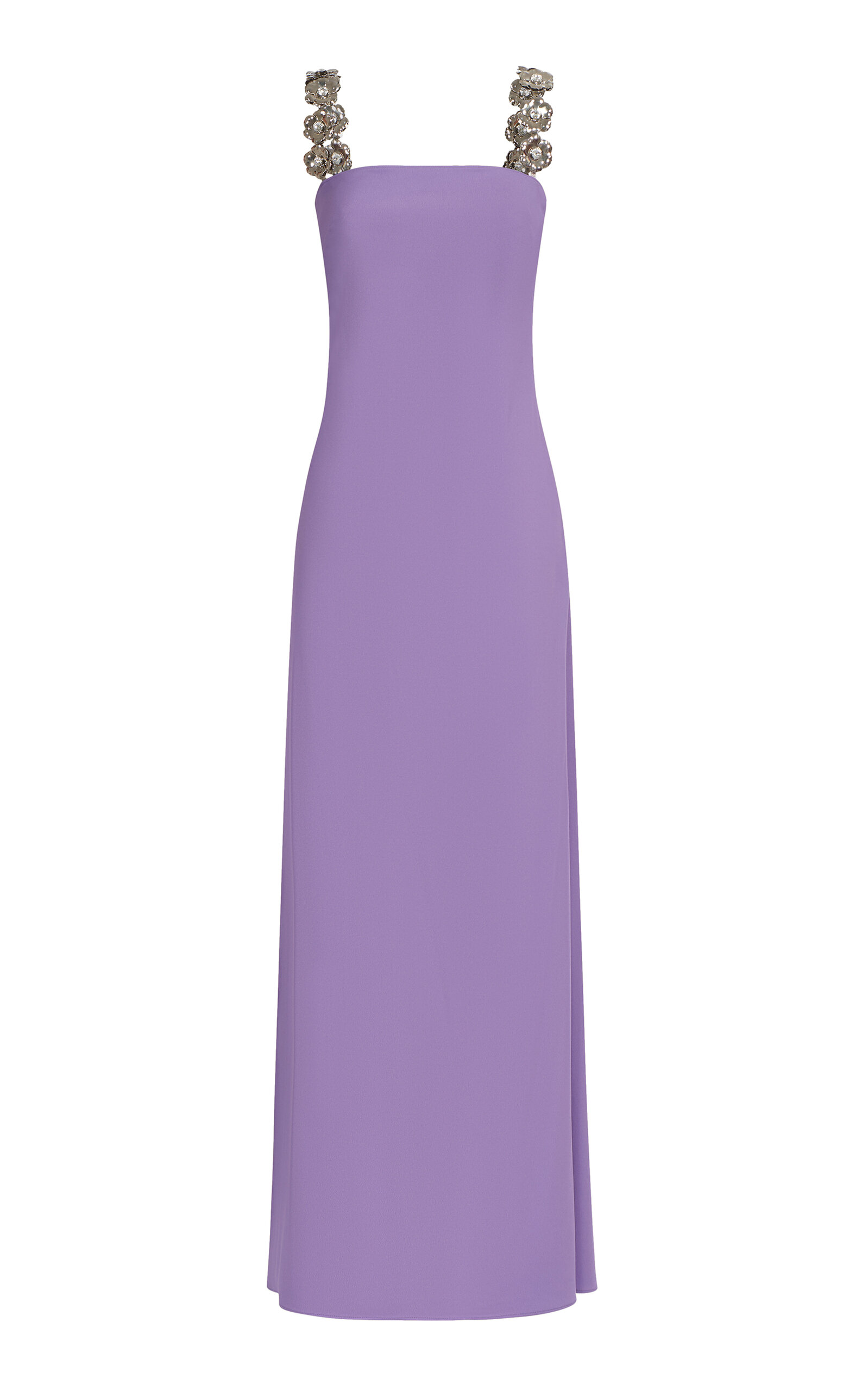 Taller Marmo Consuelo Strap Embellished Satin Maxi Dress - Purple