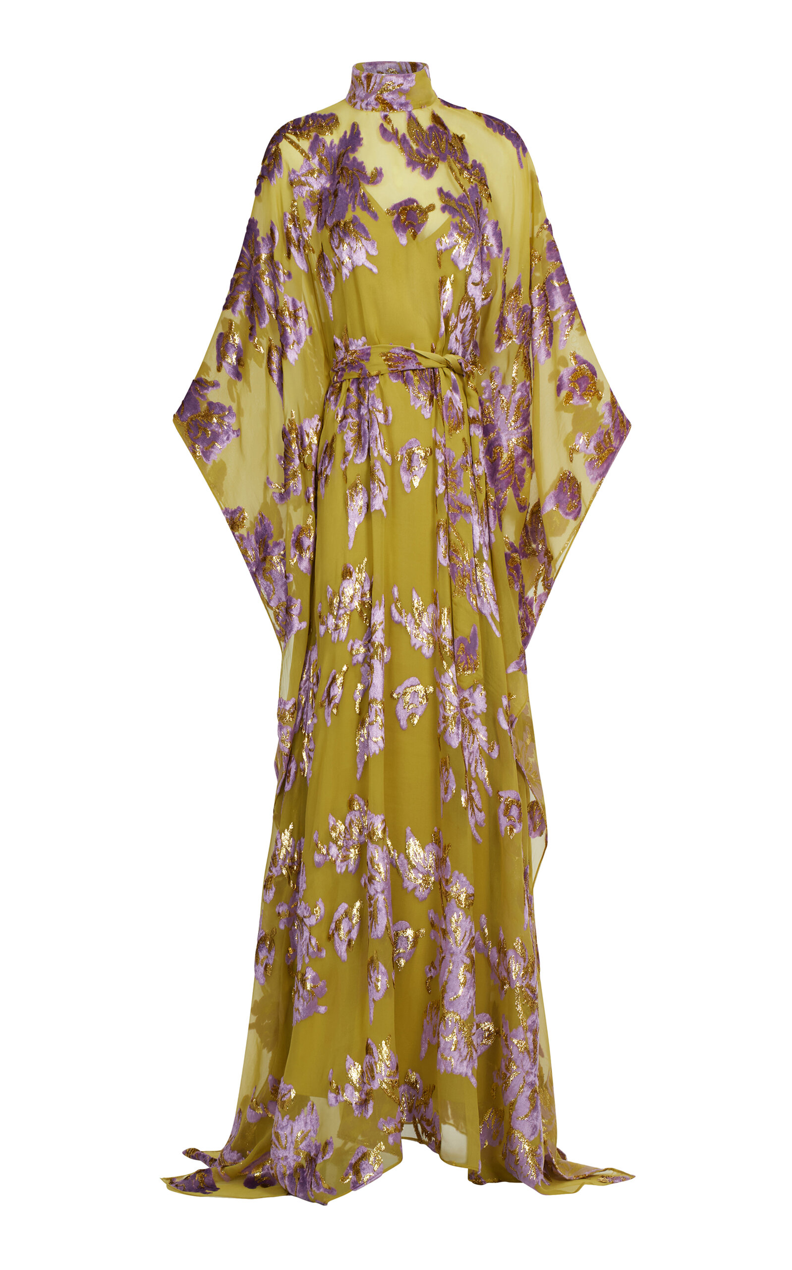 Taller Marmo Leonor Floral Jacquard Kaftan In Green