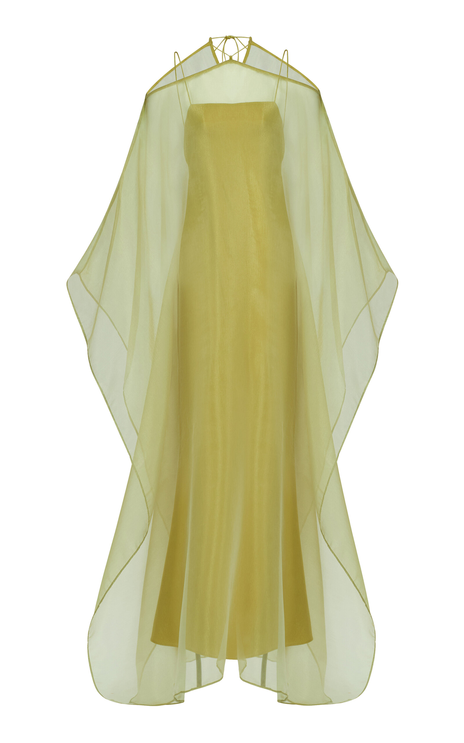 Taller Marmo Barbara Sheer Poncho Maxi Slip Dress - Gold