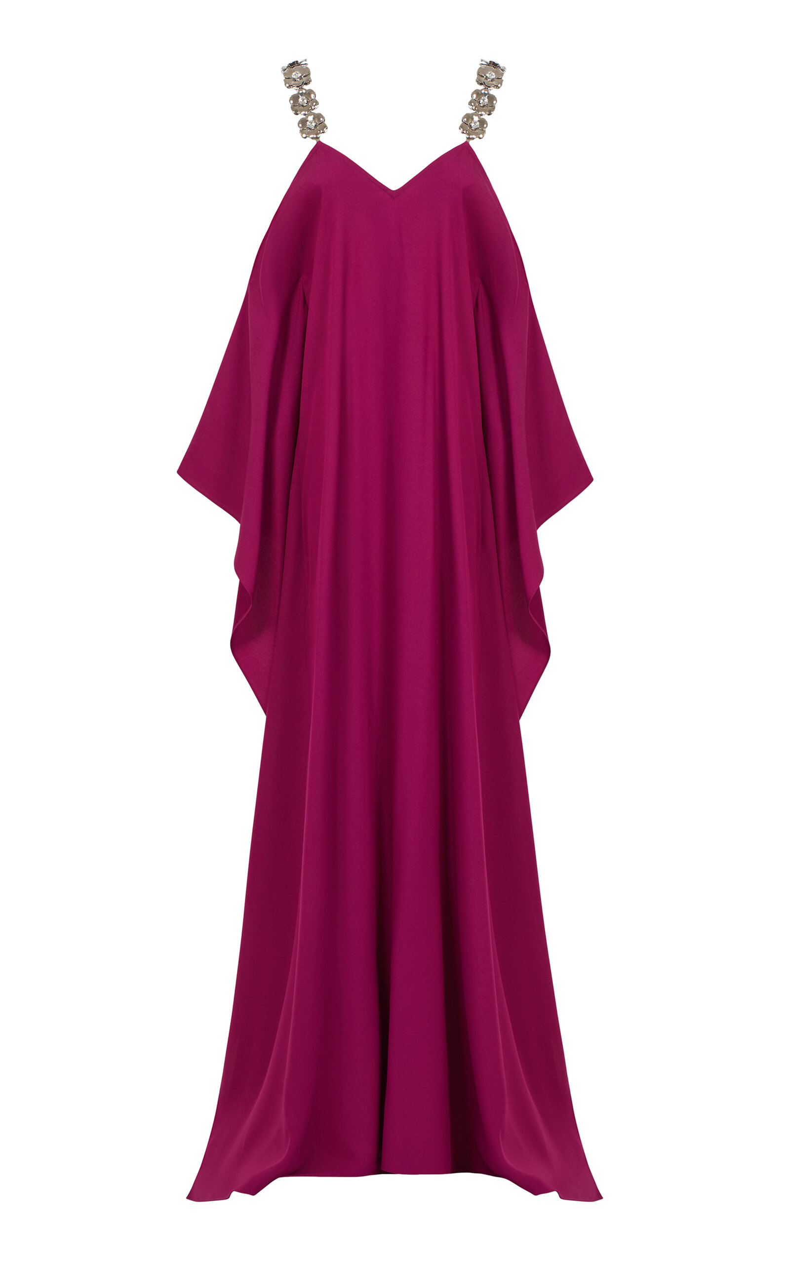 Taller Marmo Farrow Strap Embellished Satin Maxi Dress - Fuchsia