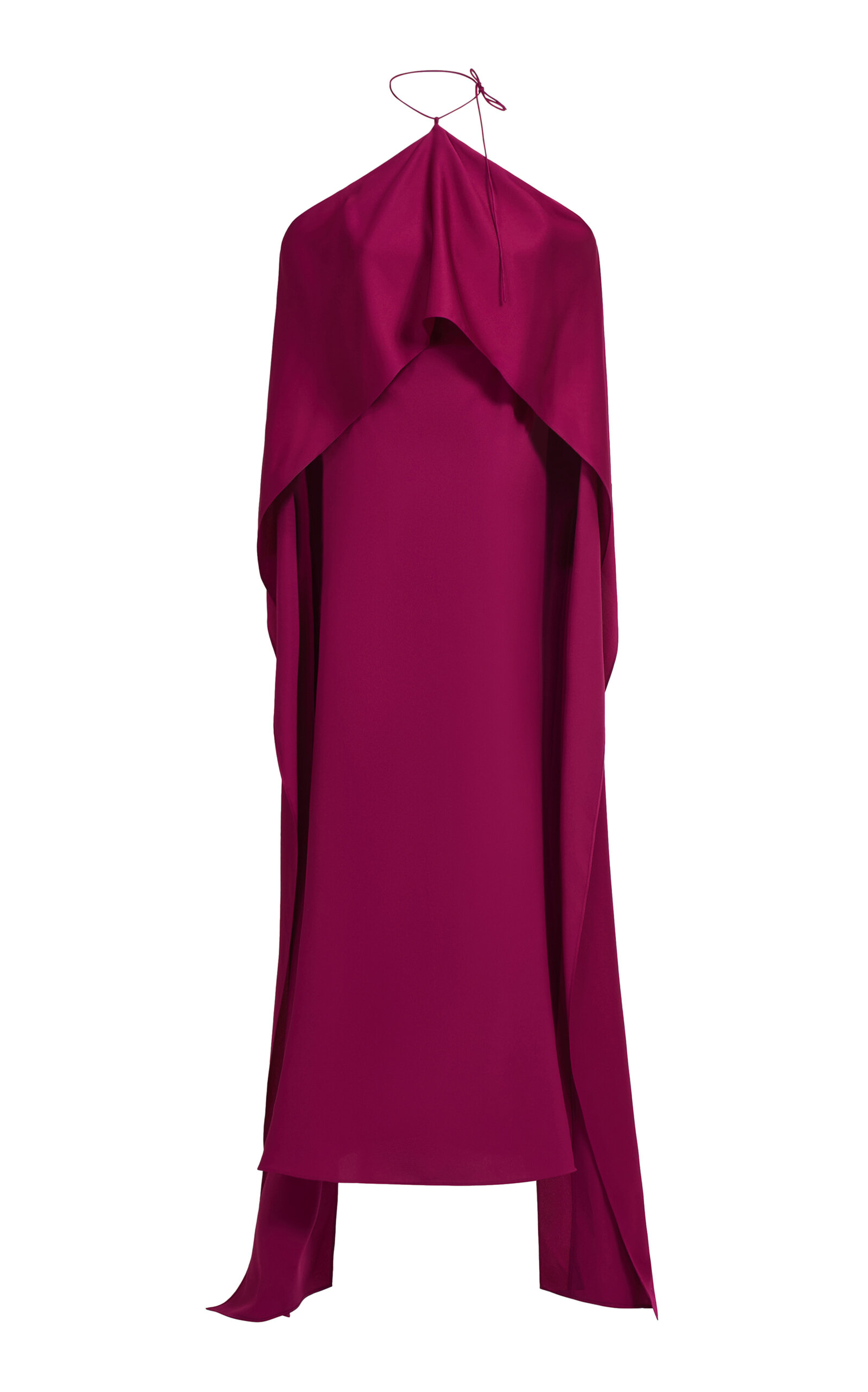 Taller Marmo Nan Dramatic Sleeve Satin Maxi Dress - Fuchsia