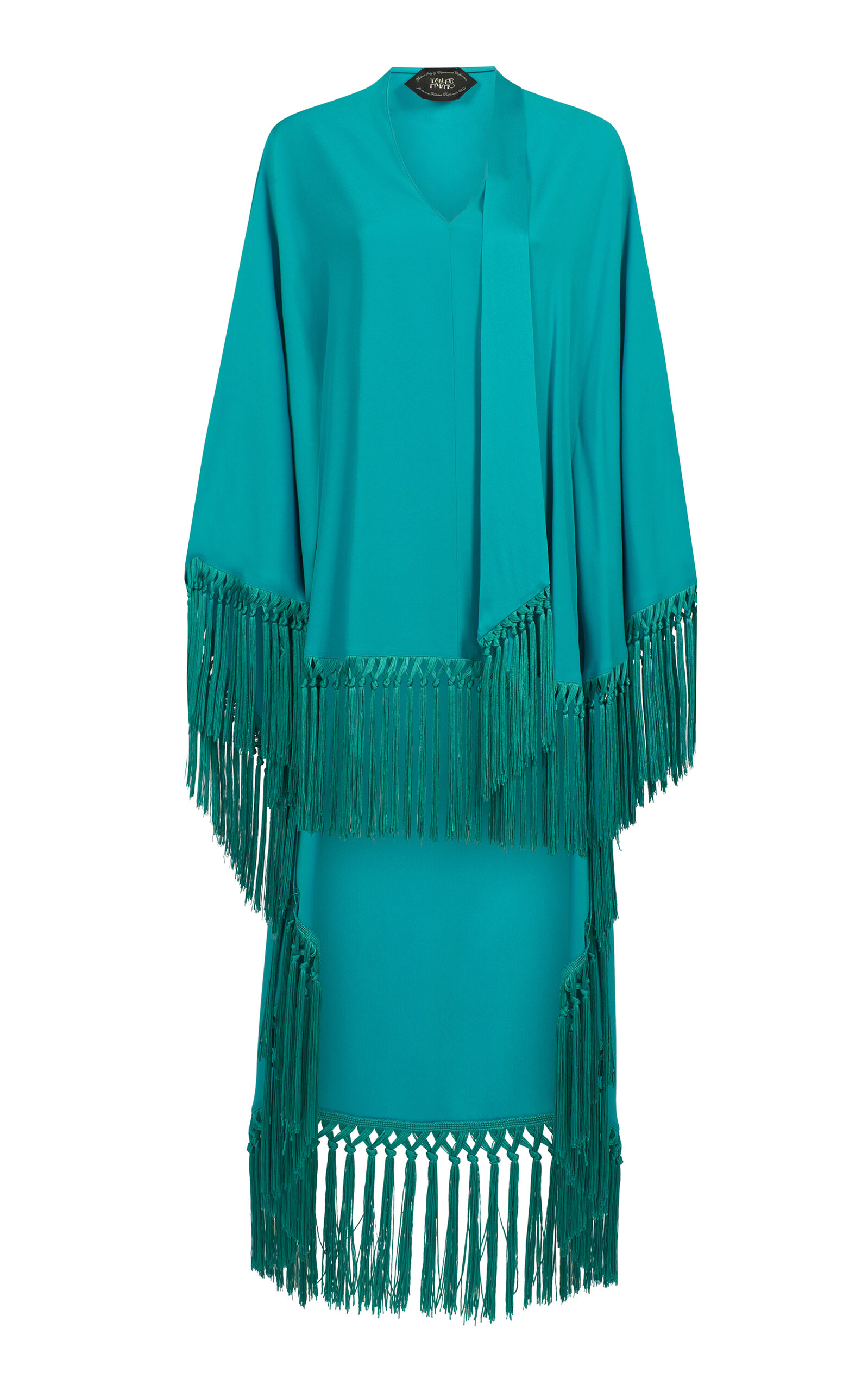 Taller Marmo Cecil Tassel-fringe Satin Mini Dress In Blue