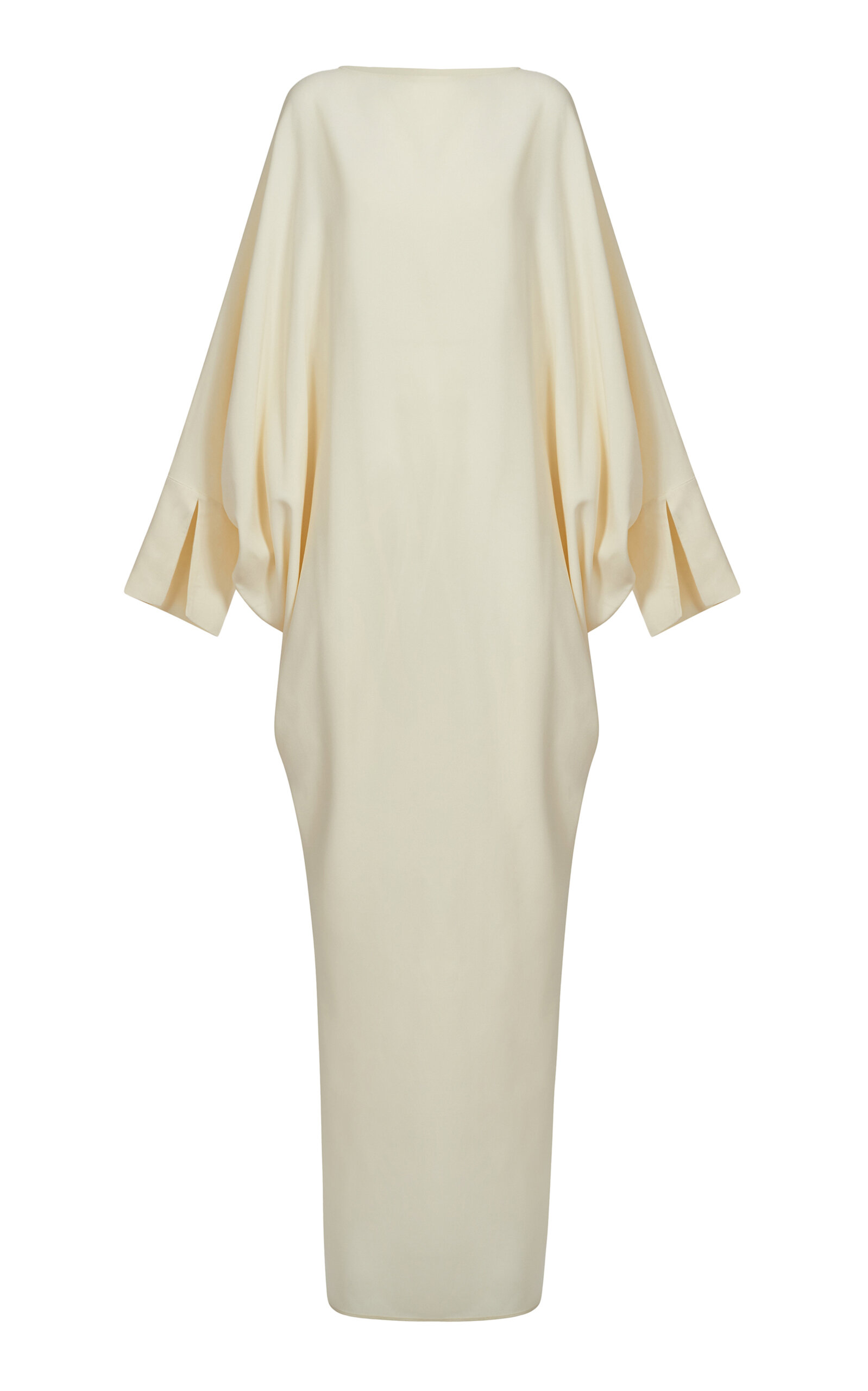Taller Marmo Truman Draped Sleeve Satin Maxi Dress In Neutral