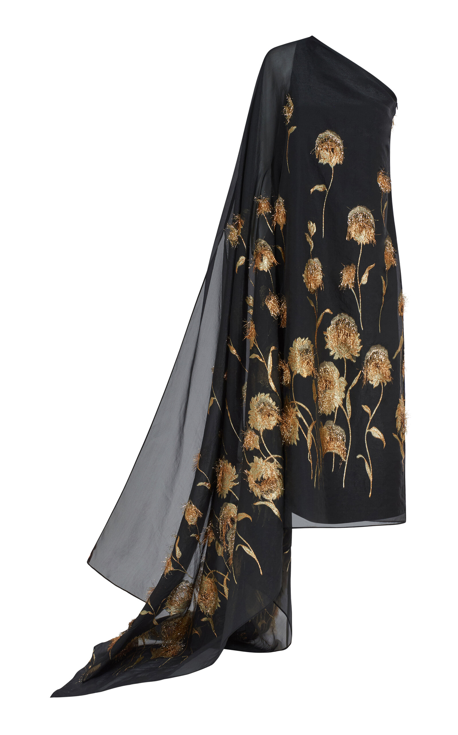 Taller Marmo Steinem Metallic Floral Embellished Gown - Black