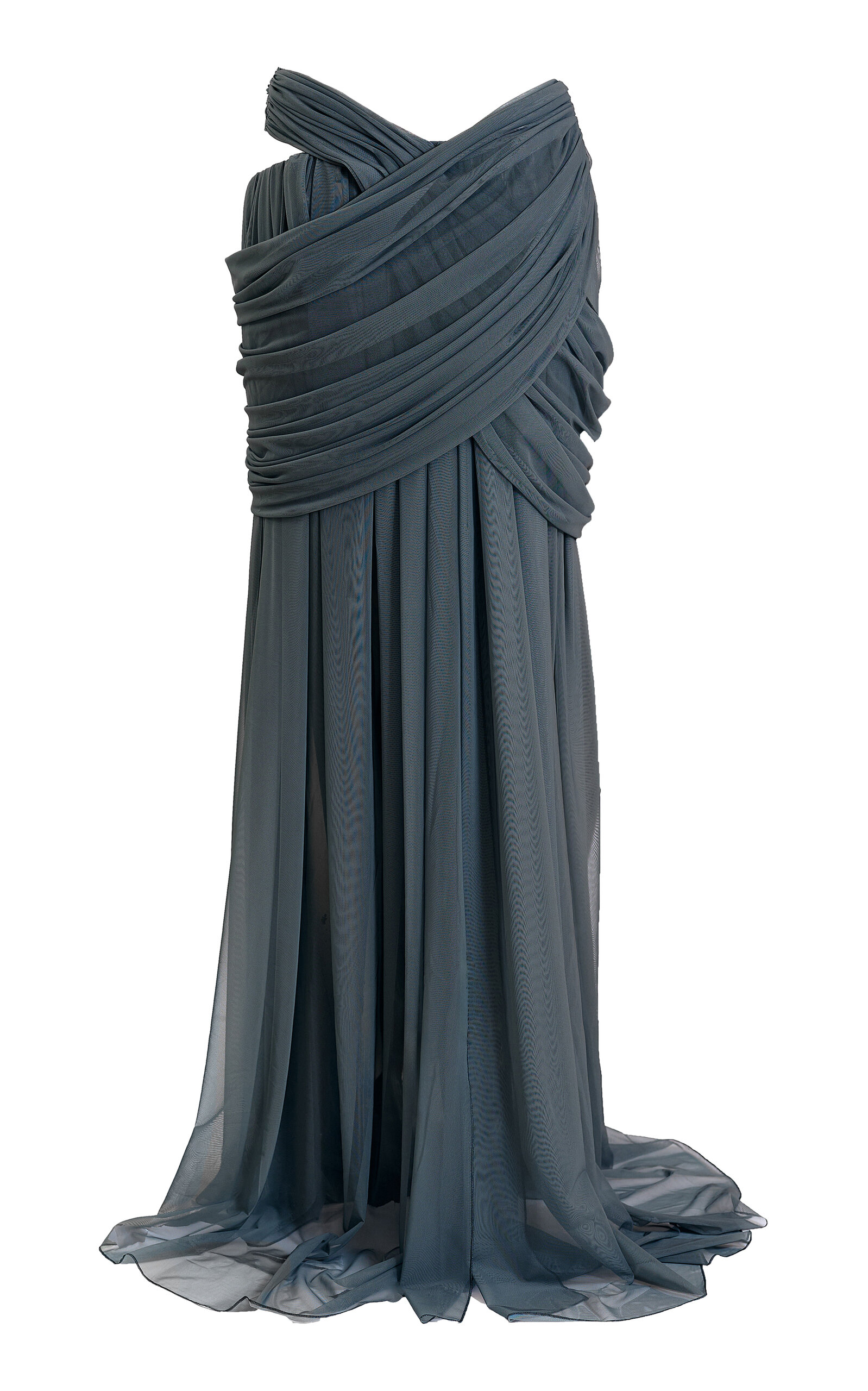 Yassmin Saleh Haze Tulle-Blend Maxi Skirt - Blue