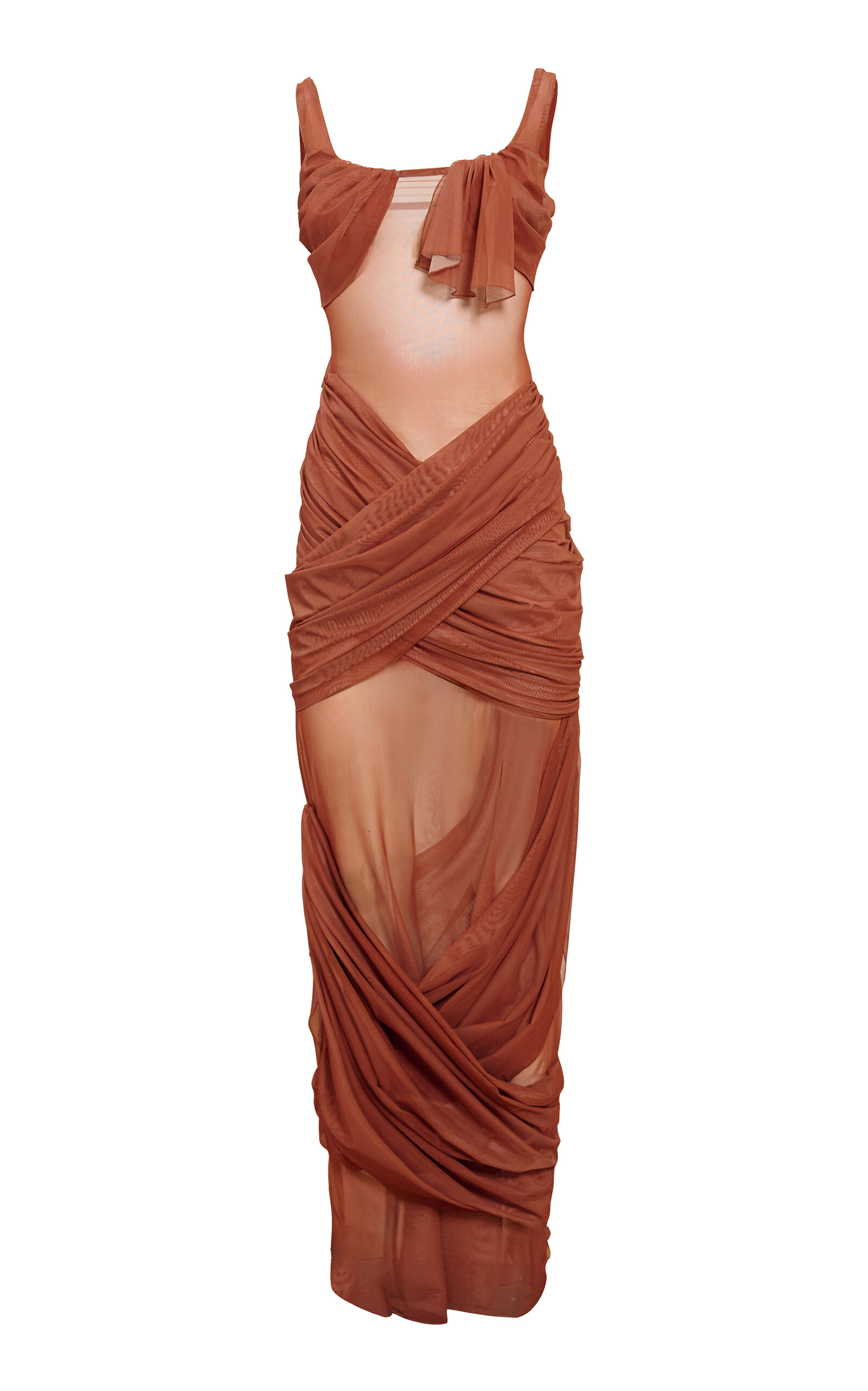 Yassmin Saleh Reflection Tulle-blend Gown In Brown