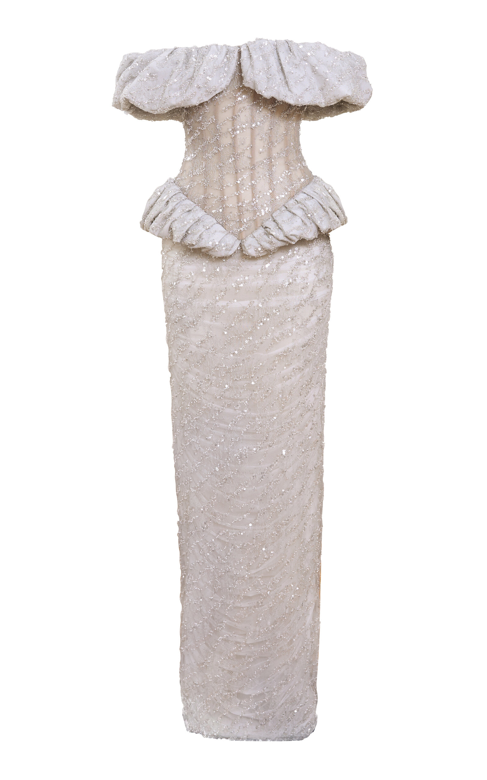 Yassmin Saleh Keepsake Tulle-blend Gown In Neutral