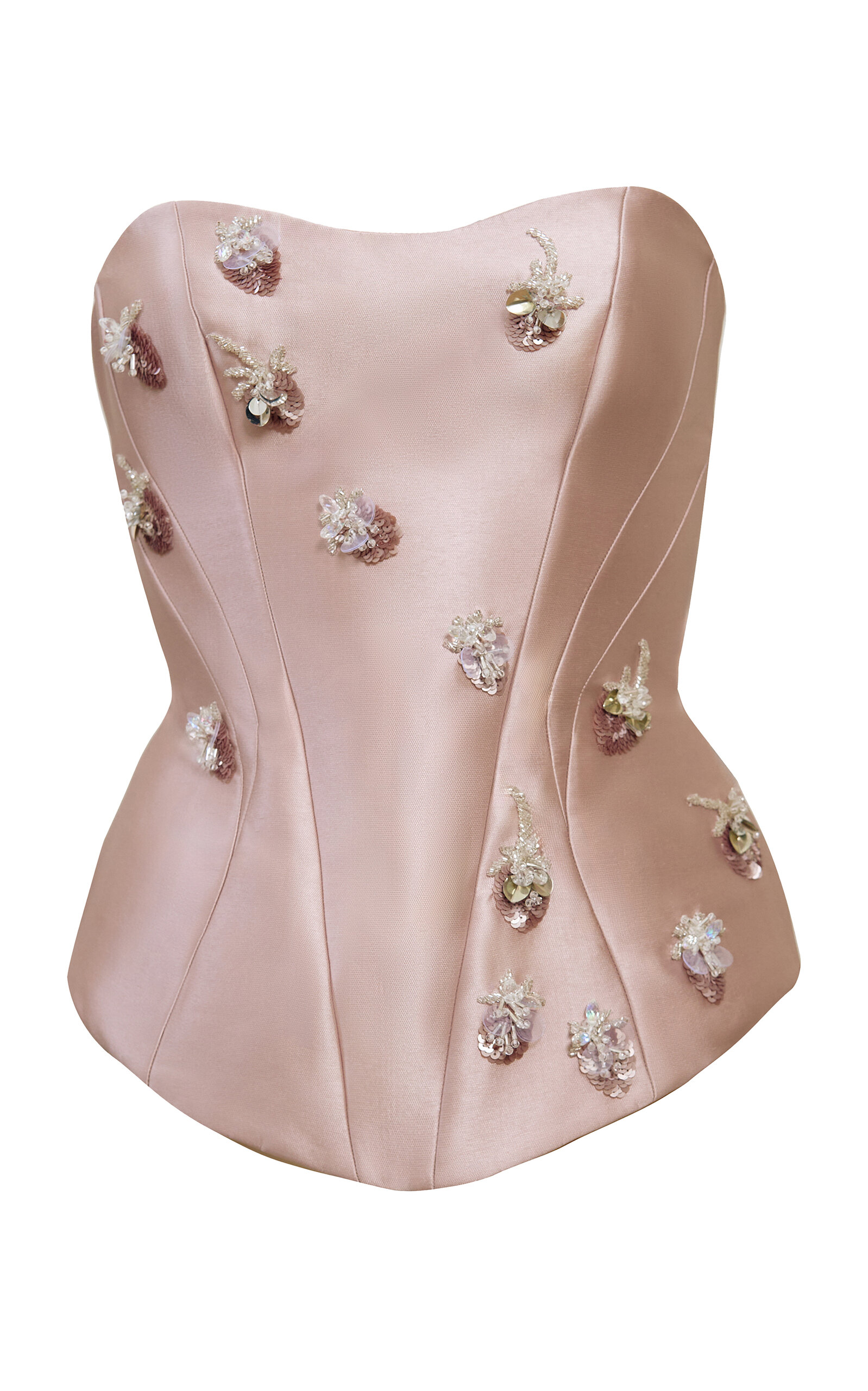 Yassmin Saleh Murmur Silk-blend Corset In Pink