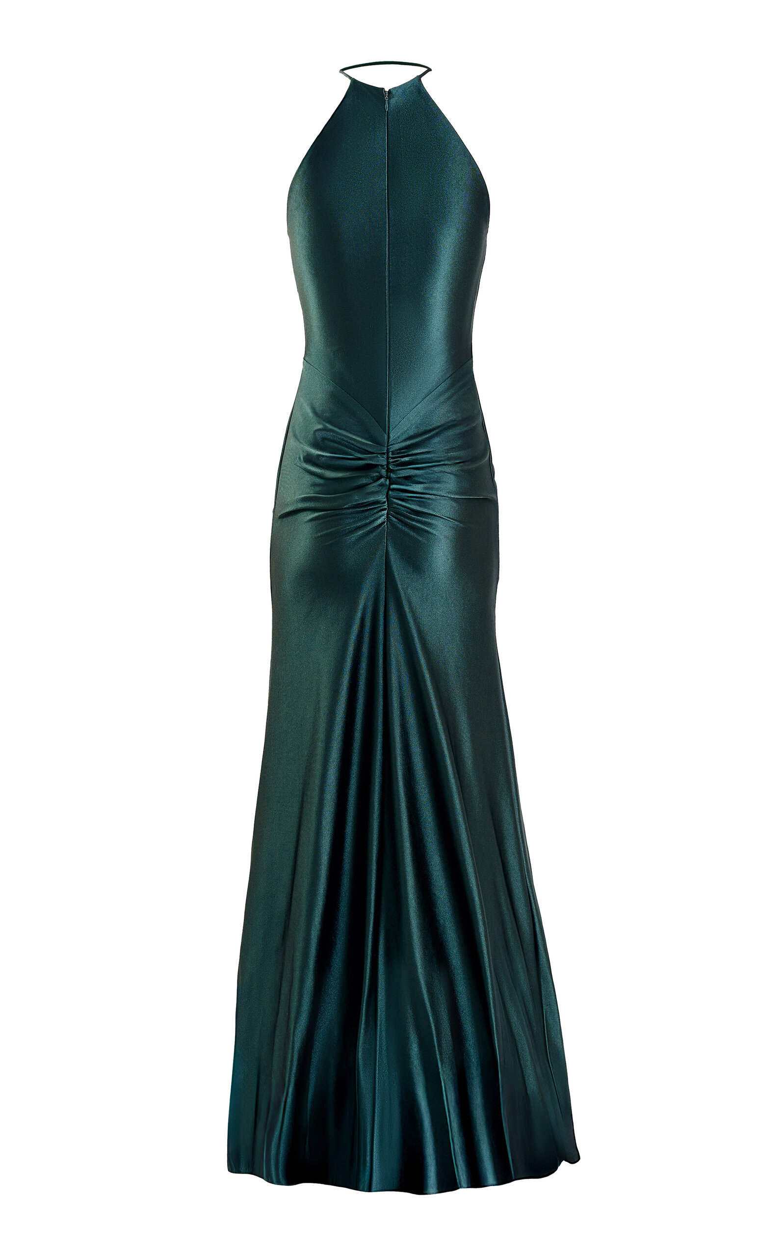 Yassmin Saleh Embrace Ruched Mermaid Gown In Green