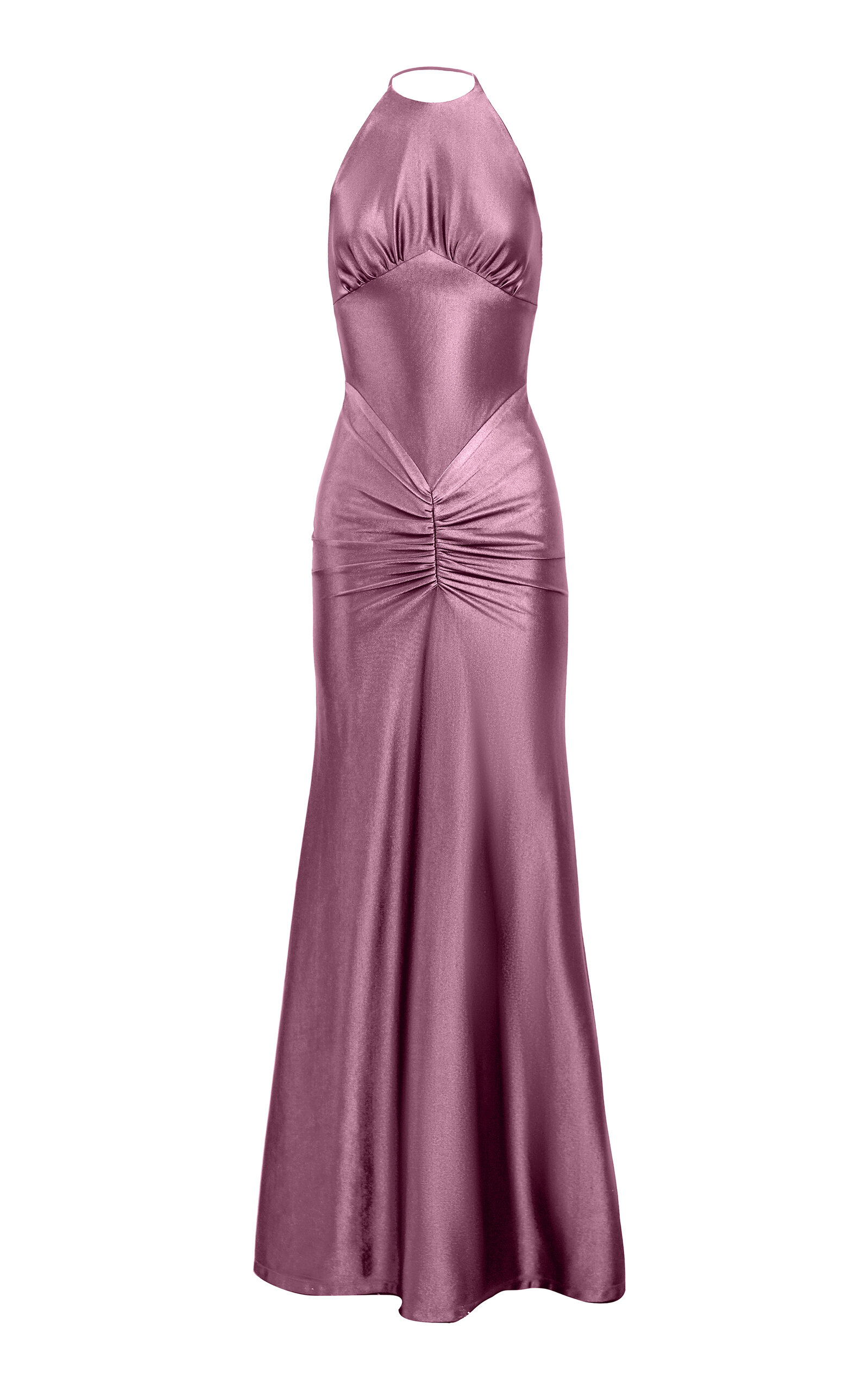 Yassmin Saleh Embrace Ruched Mermaid Gown In Pink