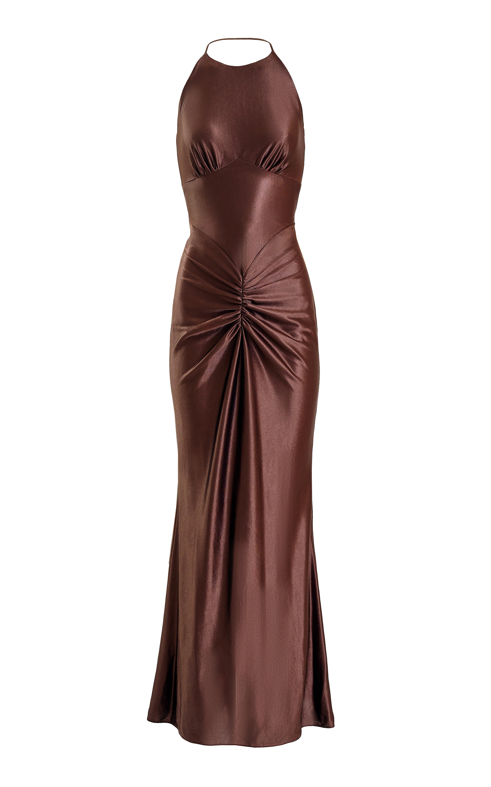Yassmin Saleh Embrace Ruched Mermaid Gown - Brown