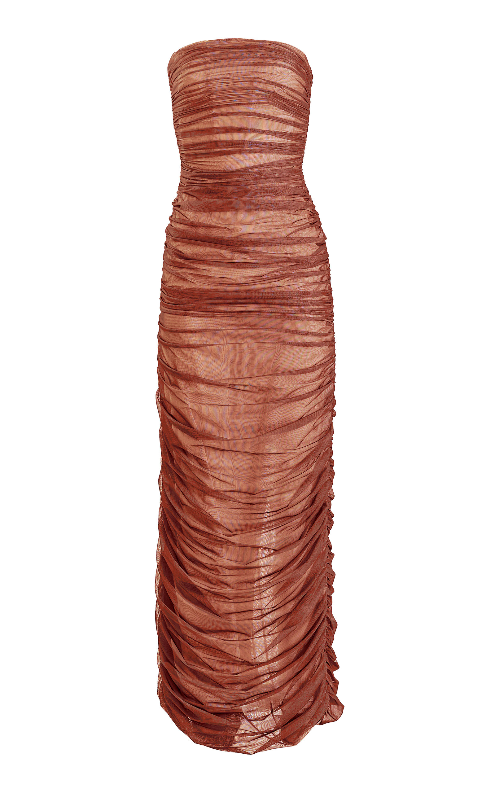 Yassmin Saleh Fade Ruched Gown In Brown