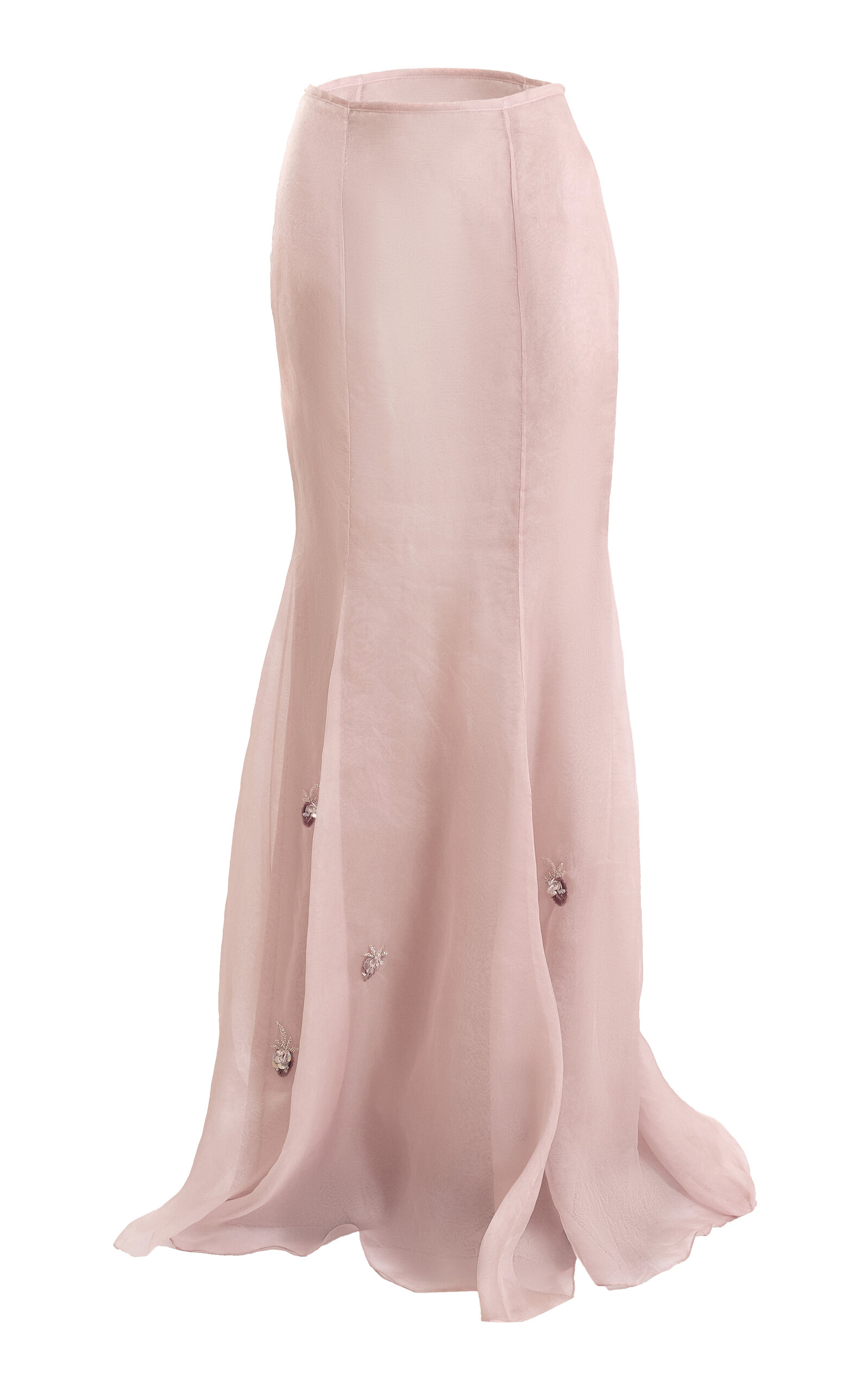 Yassmin Saleh Loom Silk-blend Maxi Skirt In Pink