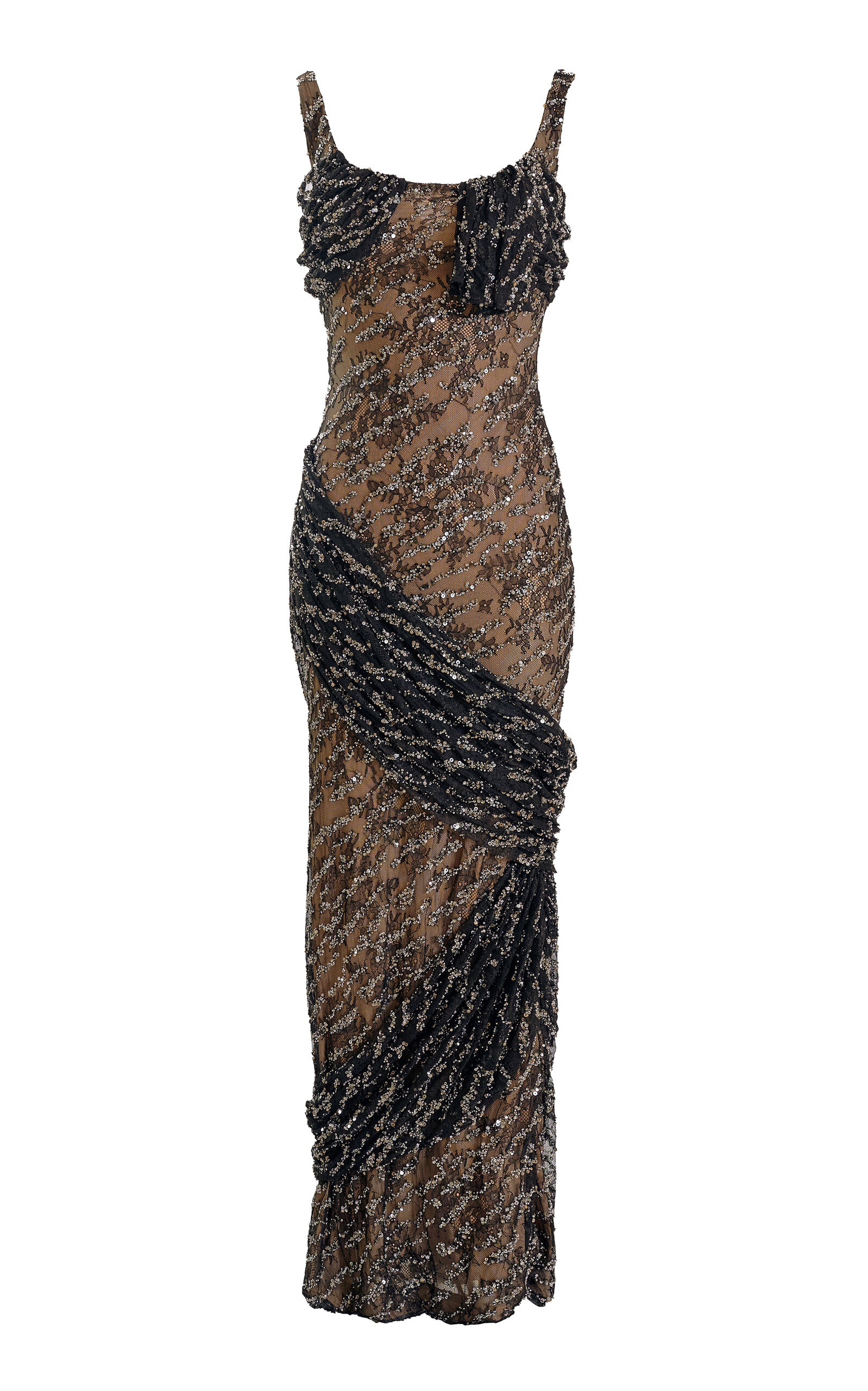 Yassmin Saleh Echo Sequin-Embellished Tulle-Blend Gown - Black