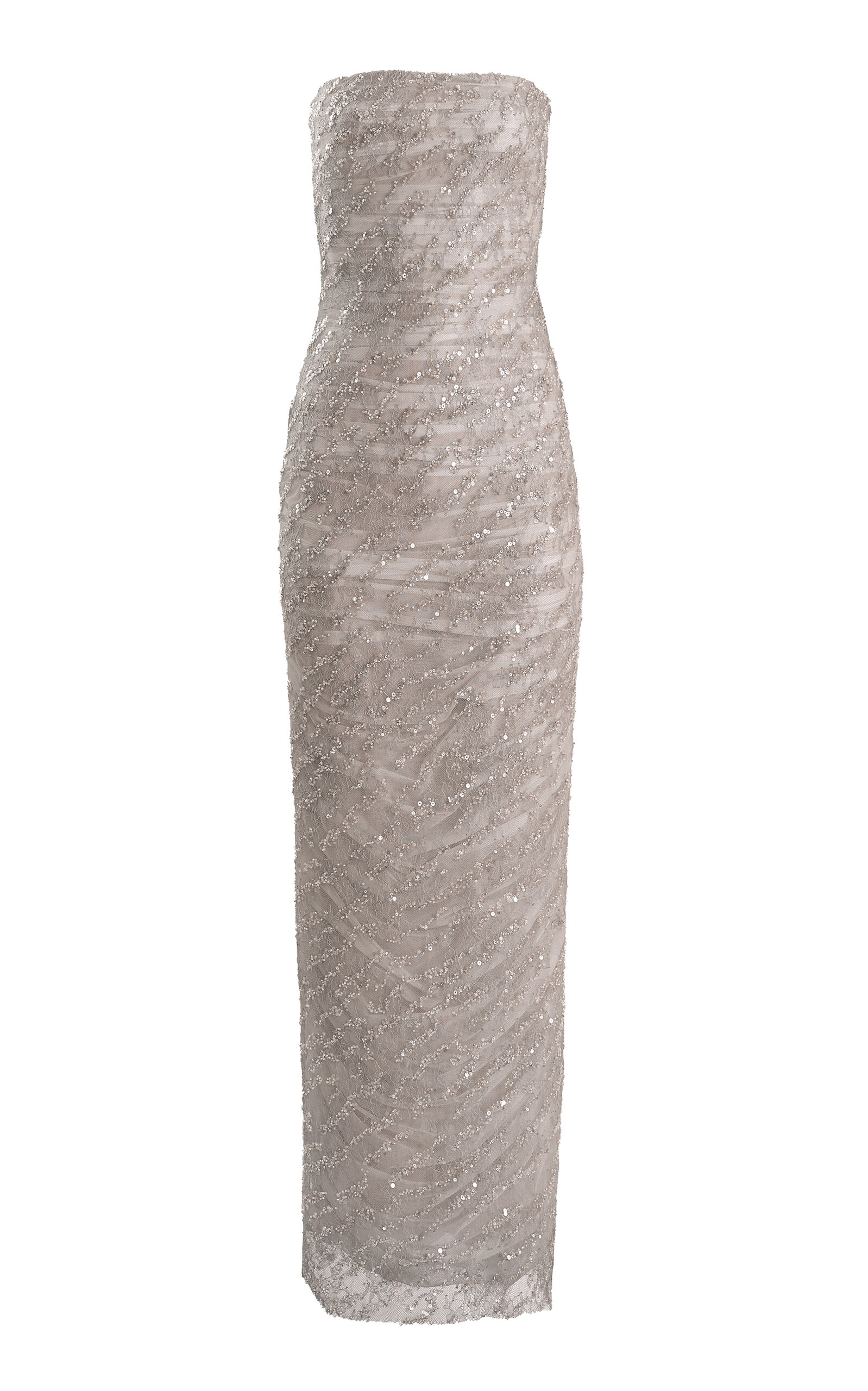 Yassmin Saleh Whispers Sequin-embellished Tulle-blend Gown In Neutral