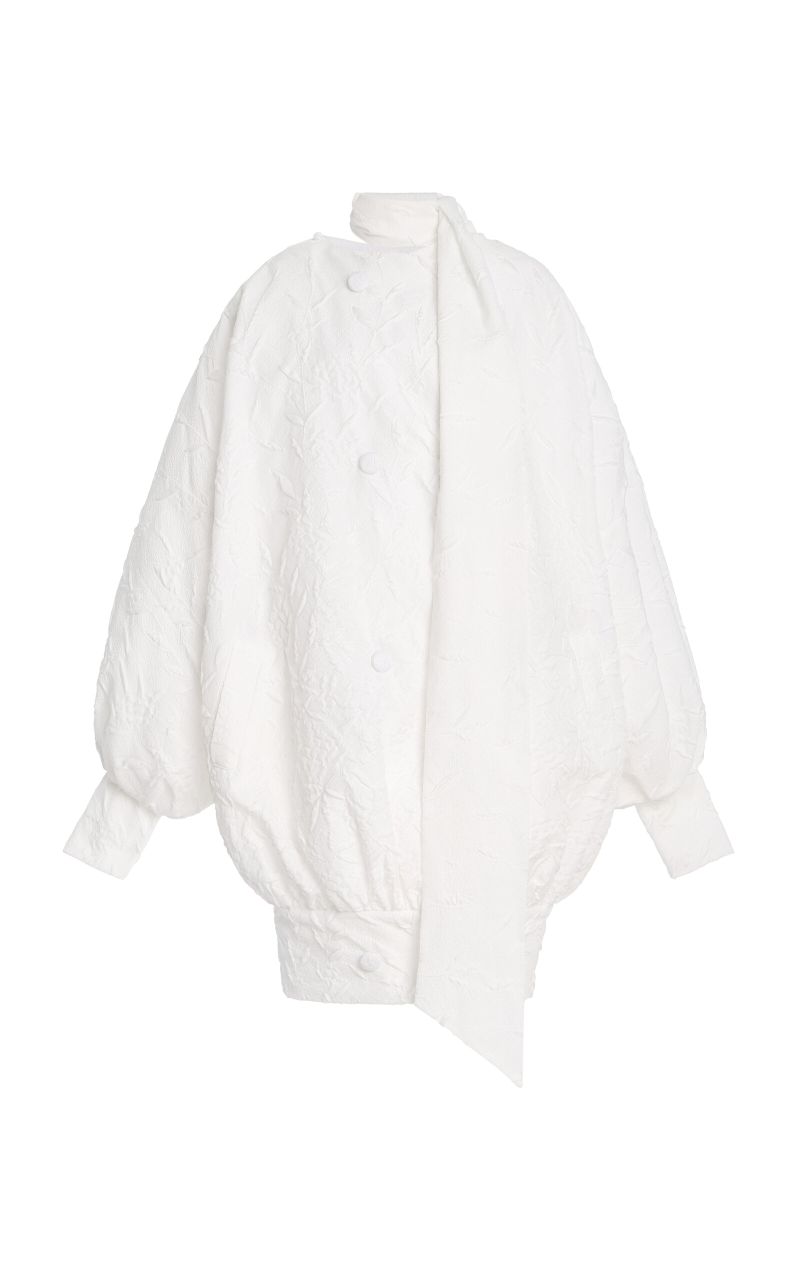 Atelier Prabal Gurung Embossed Cloque Cocoon Coat In White