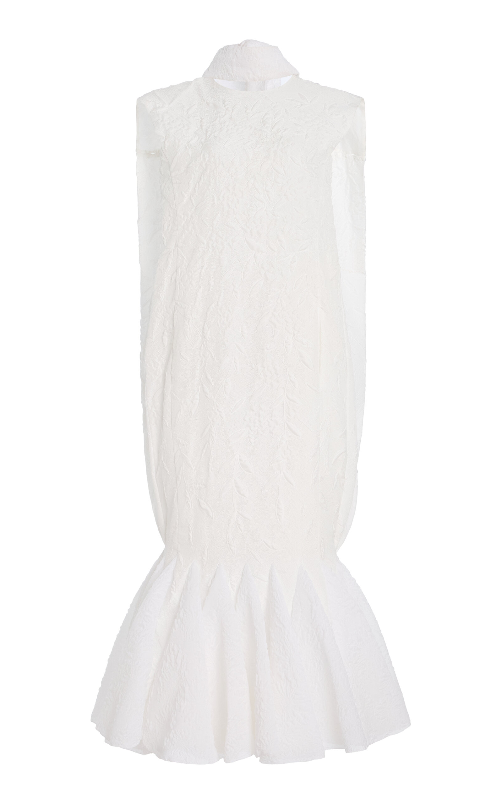 Atelier Prabal Gurung Embossed Cloque Midi Dress In White