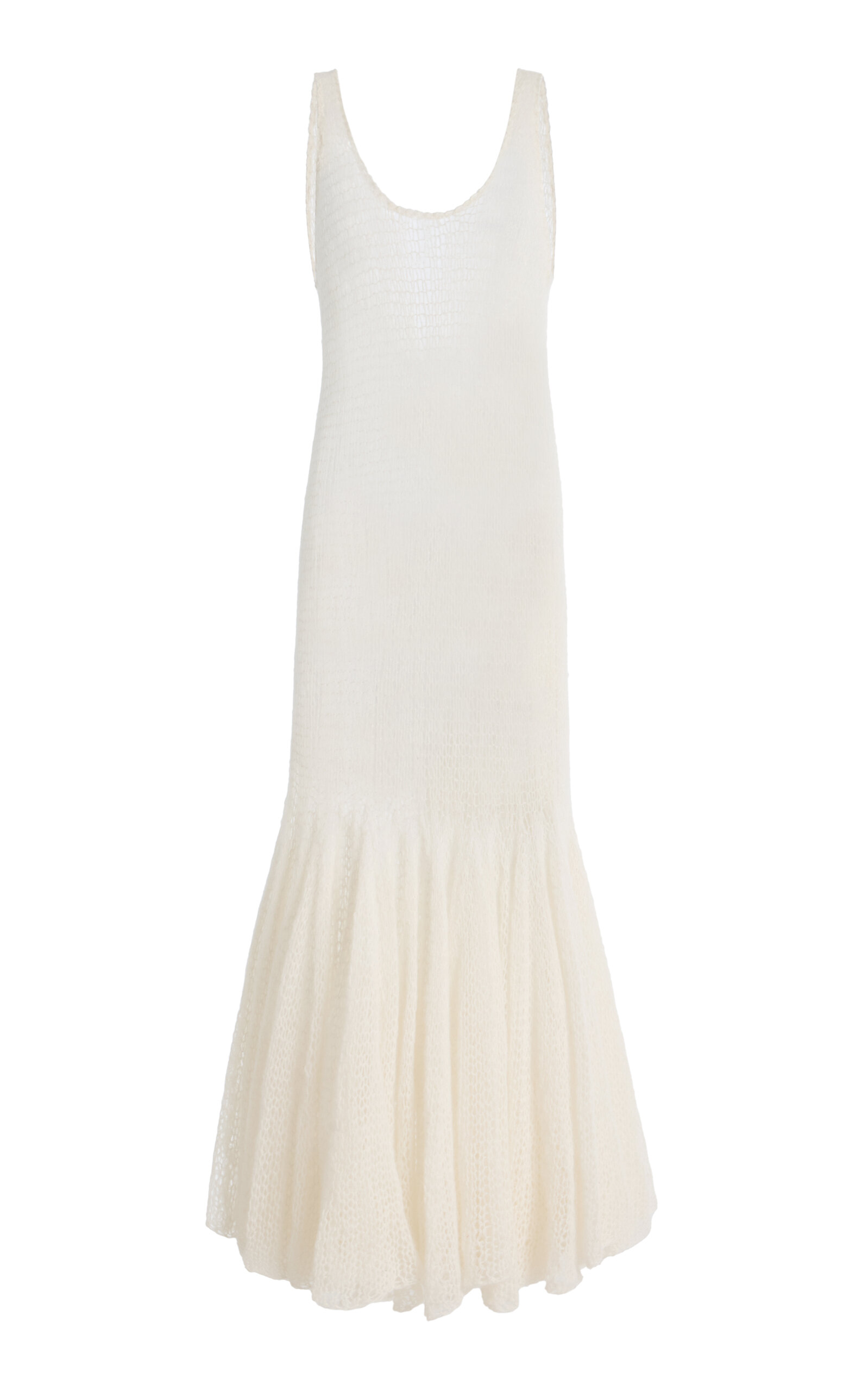 Atelier Prabal Gurung Trumpet-Hem Superfine Alpaca-Blend Midi Dress - Off-White