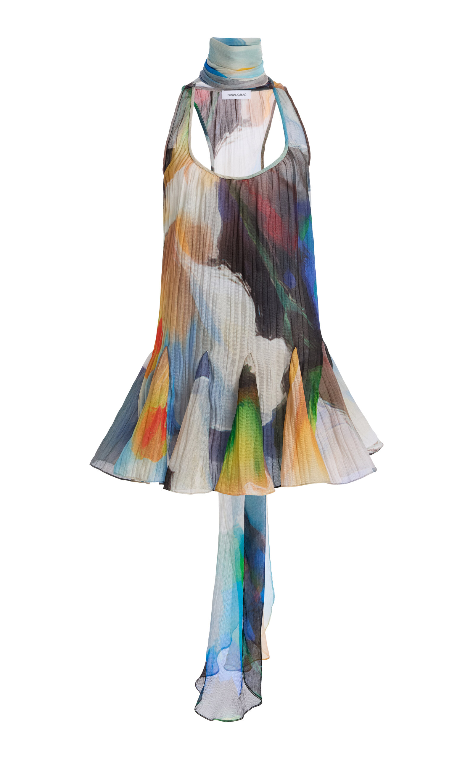 Atelier Prabal Gurung Hand-pleated Cloque Tank Top In Multi