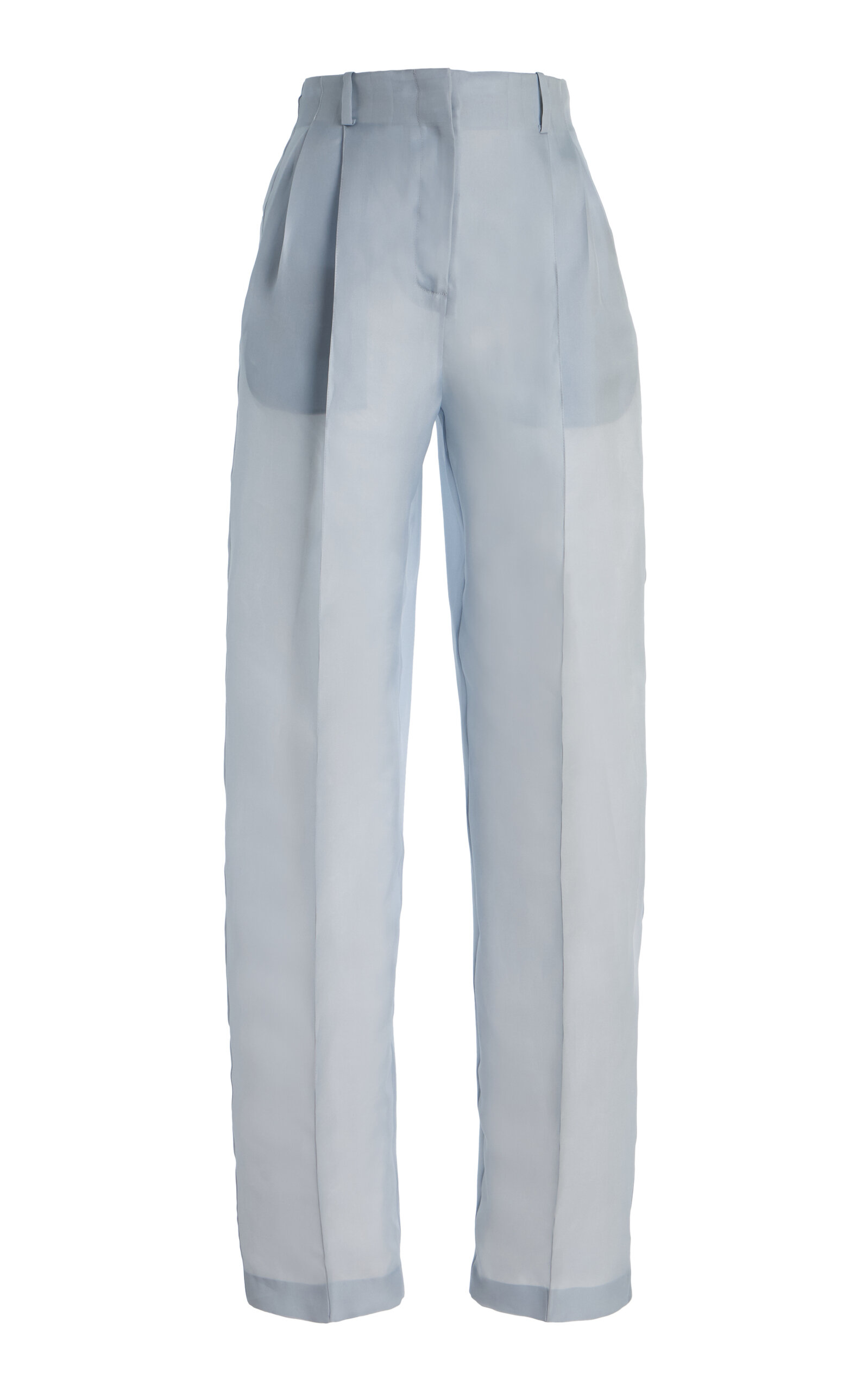 Atelier Prabal Gurung High-Rise Satin-Faced Organza Straight-Leg Pants - Blue