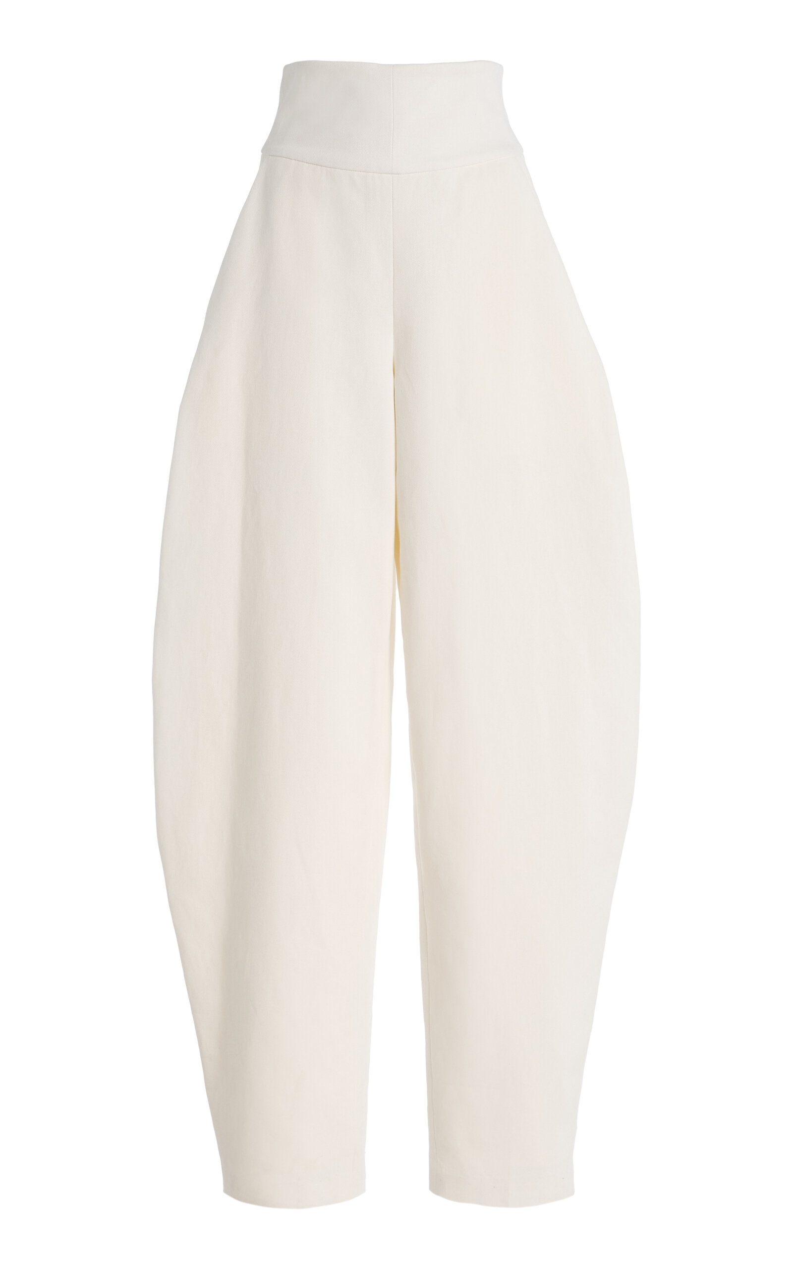 Atelier Prabal Gurung High-Rise Slub Denim Barrel-Leg Pants - Off-White