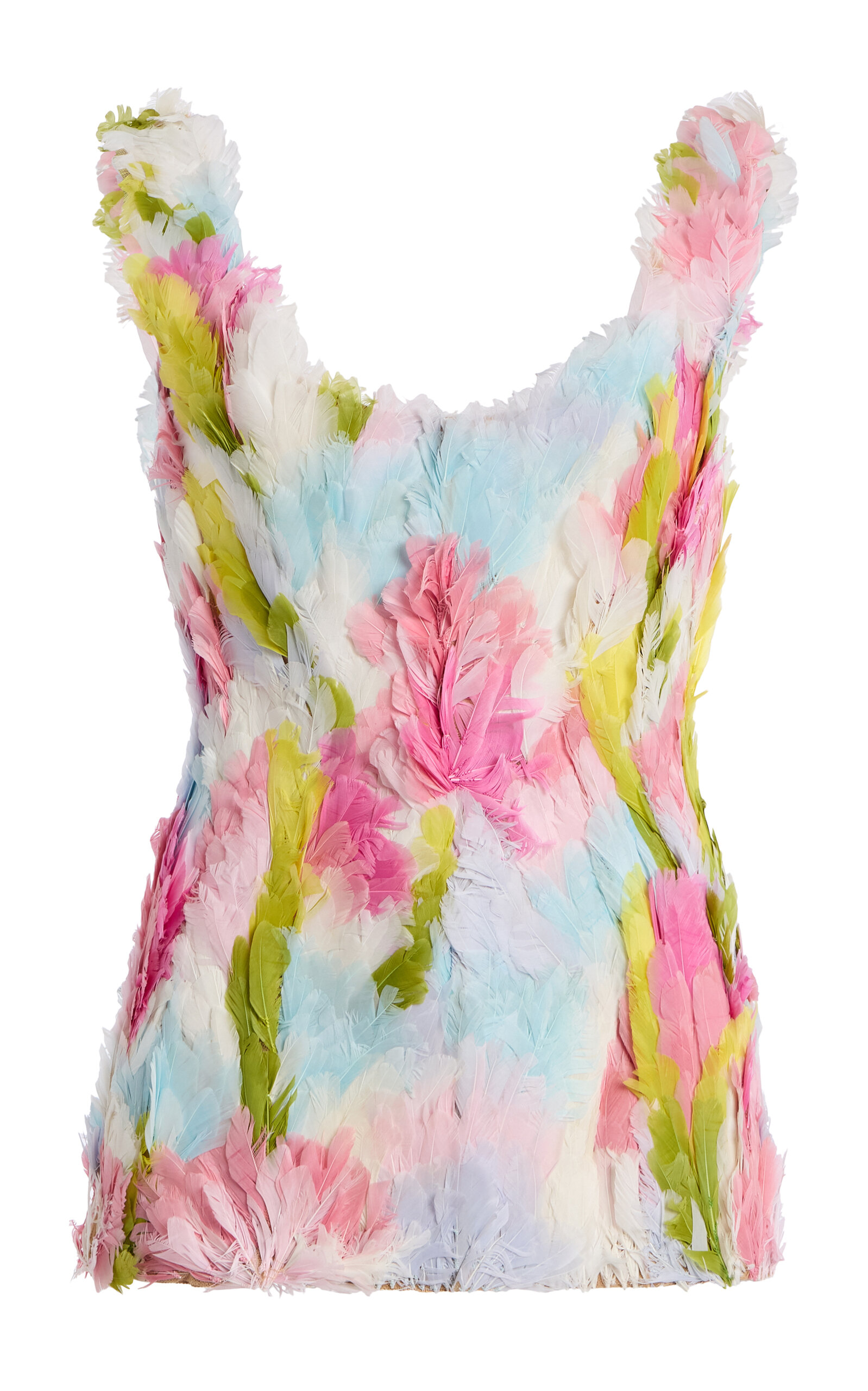 Atelier Prabal Gurung Hand-Feathered Corset Tank Top - Multi