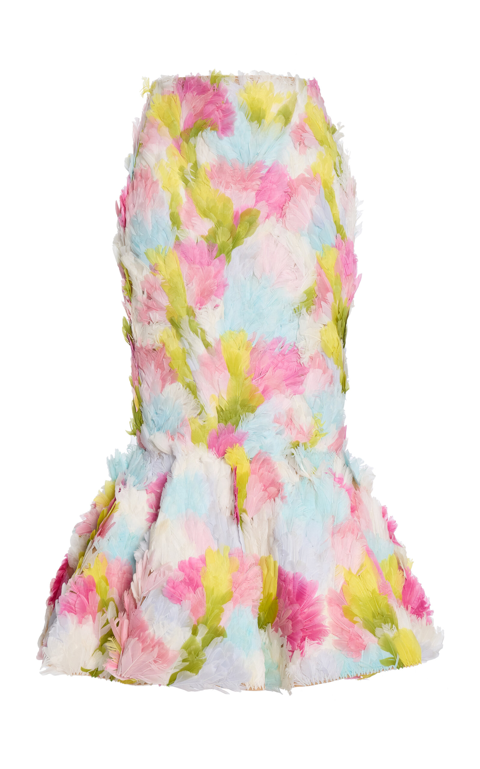 Atelier Prabal Gurung Hand-Feathered Midi Skirt - Multi