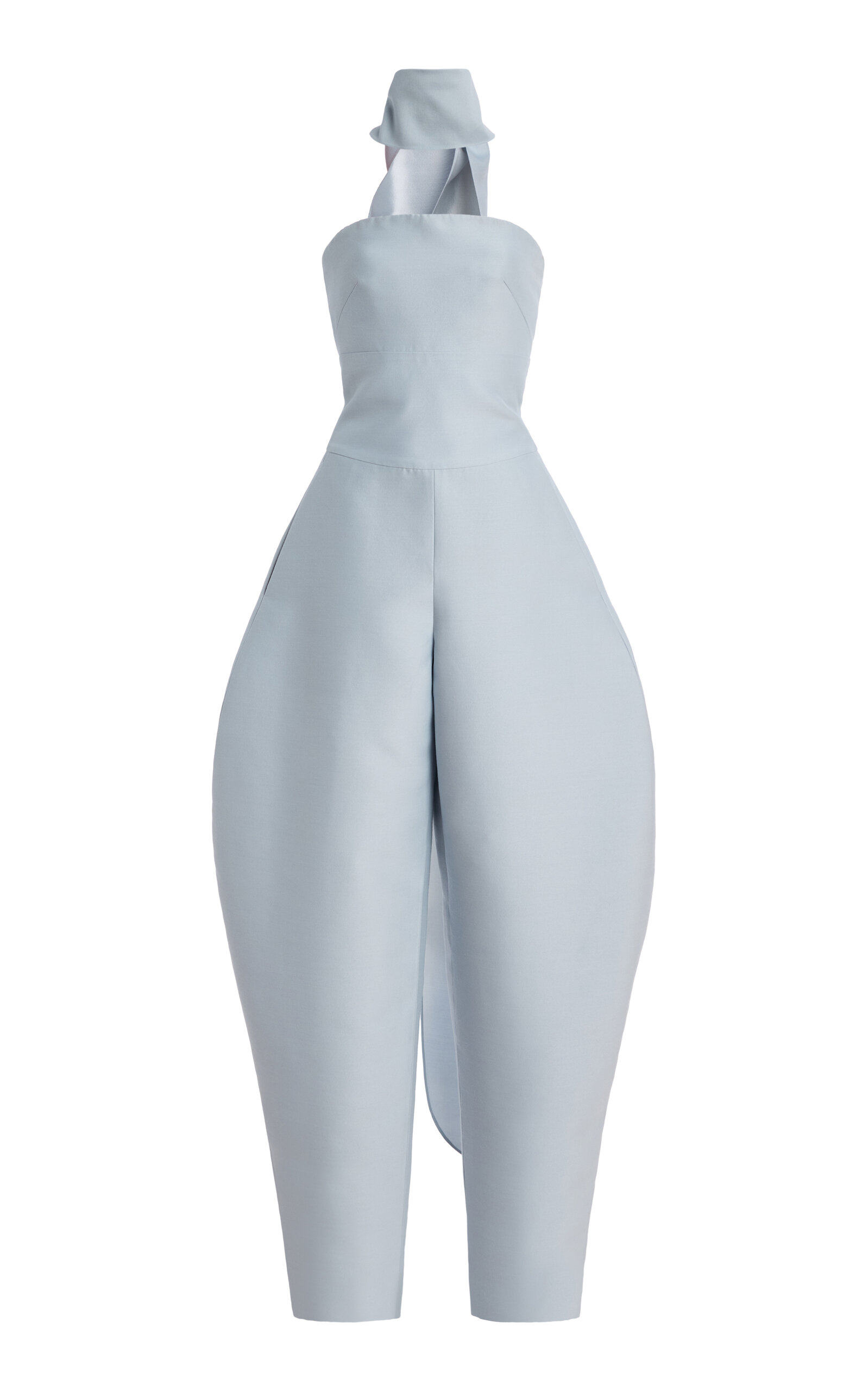 Atelier Prabal Gurung Strapless Silk-wool Jumpsuit In Blue