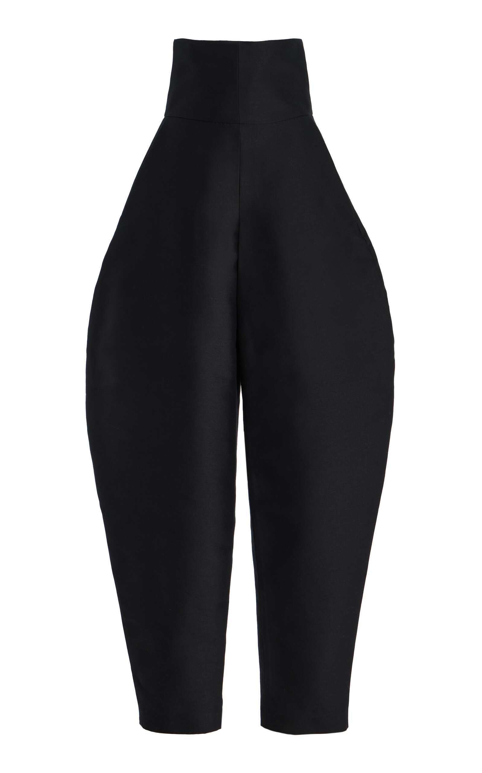 Atelier Prabal Gurung High-Rise Silk-Wool Barrel-Leg Pants - Black