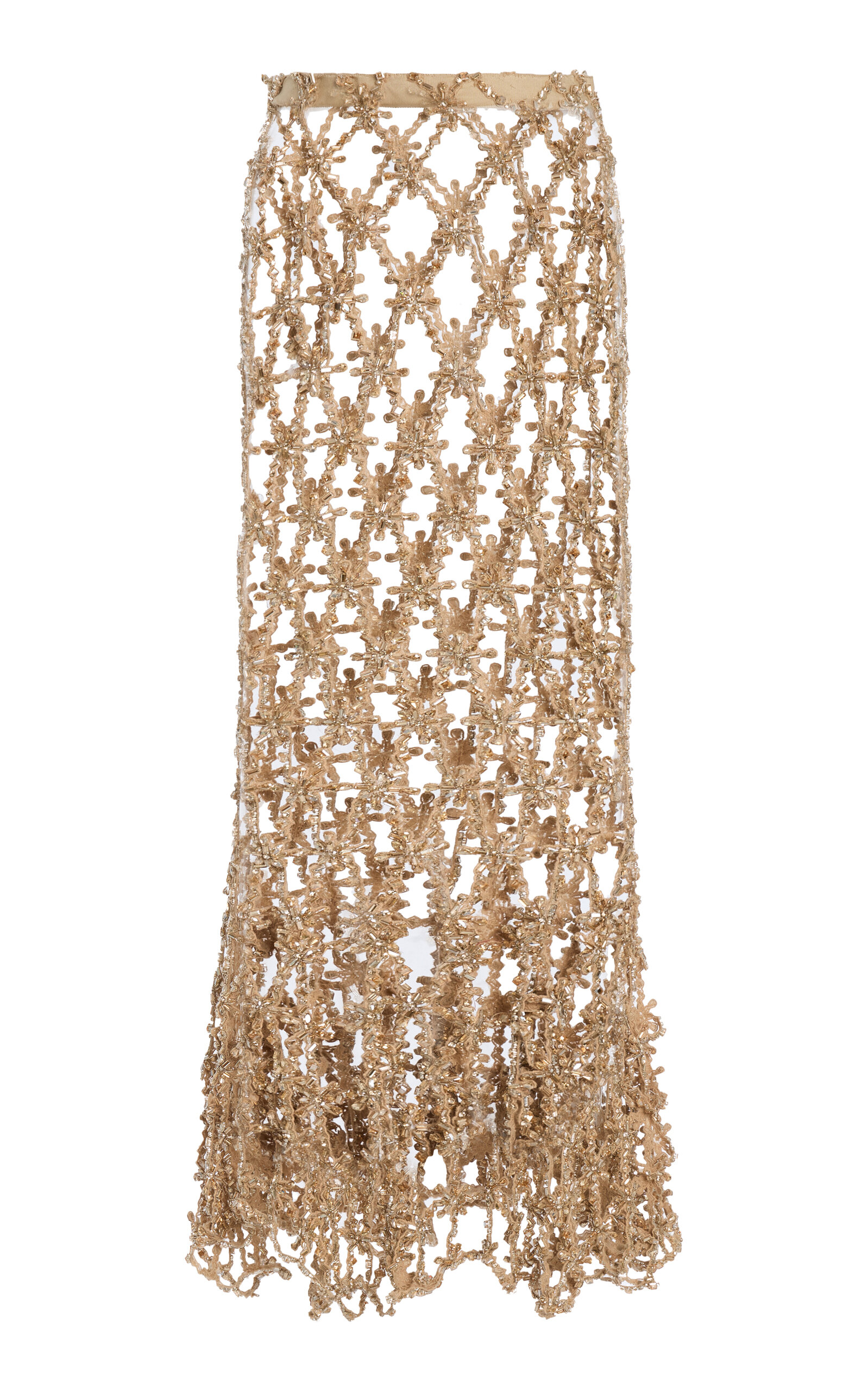 Atelier Prabal Gurung Crystal-Embellished Midi Skirt - Gold