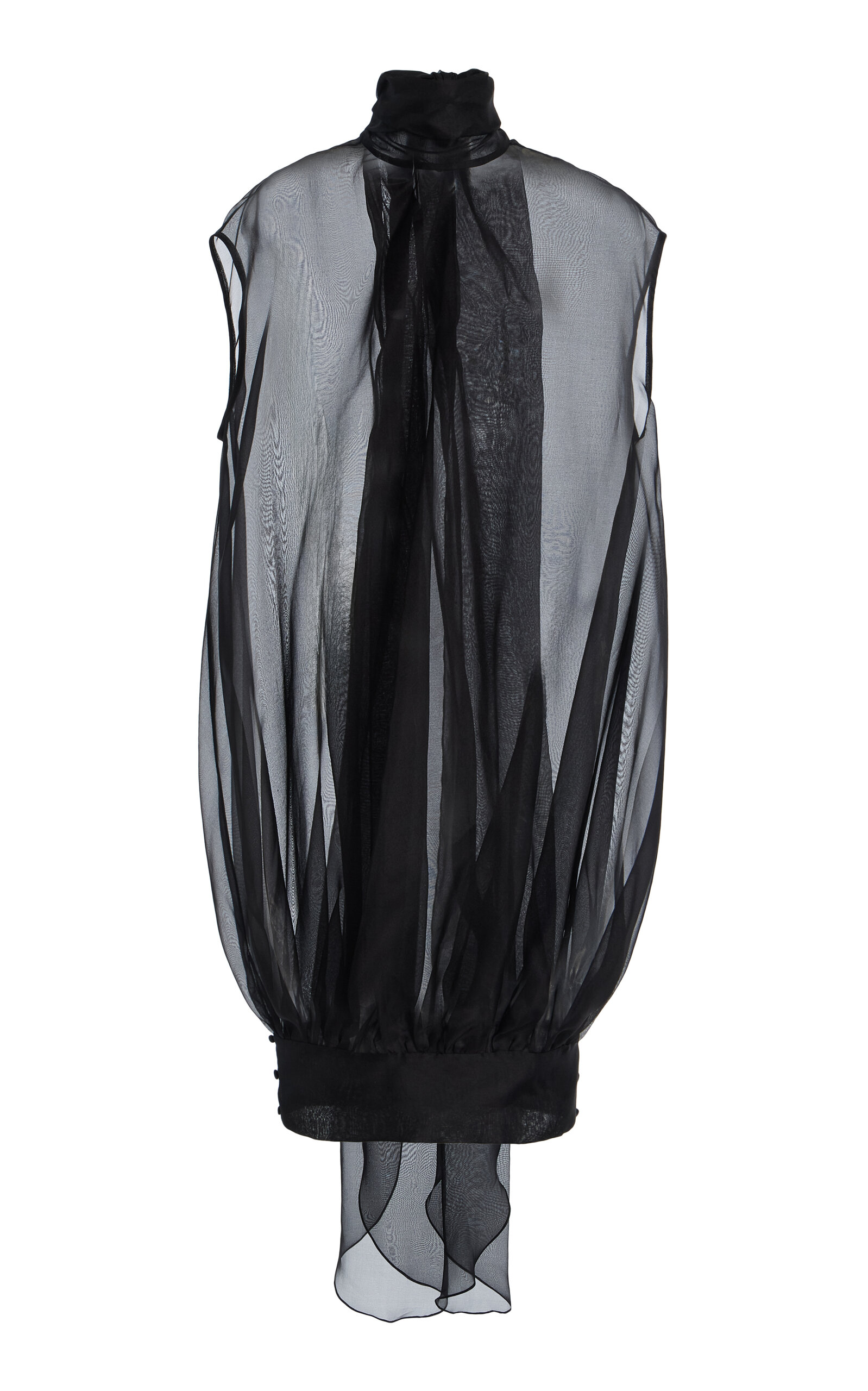 Atelier Prabal Gurung Tie-Neck Silk-Organza Mini Dress - Black