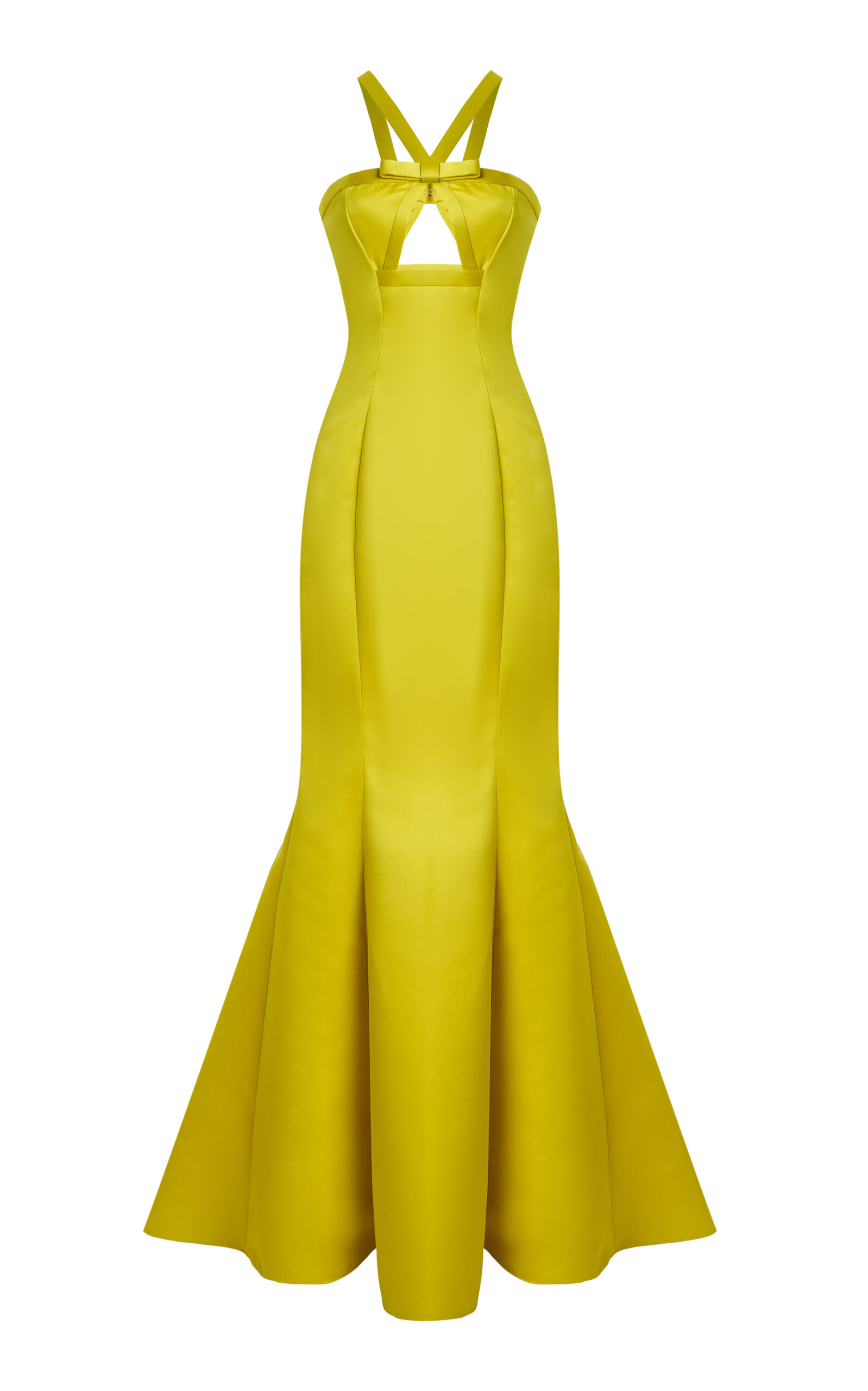 Atelier Prabal Gurung Bow-detailed Duchesse Satin Gown In Green