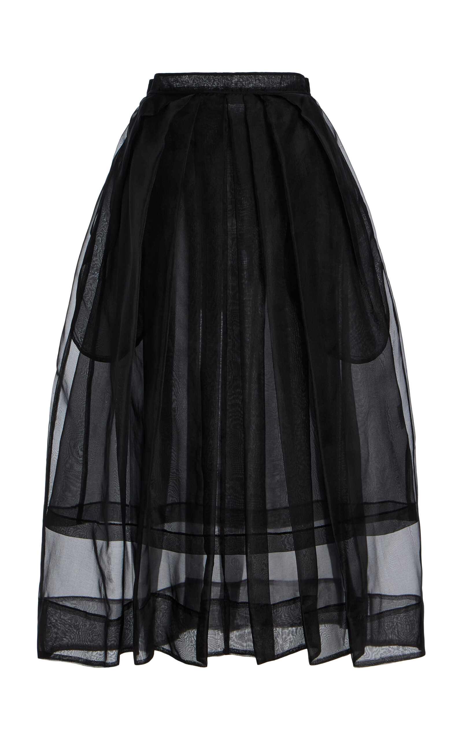 Kamperett Exclusive Brise Silk Organza Midi Skirt In Black