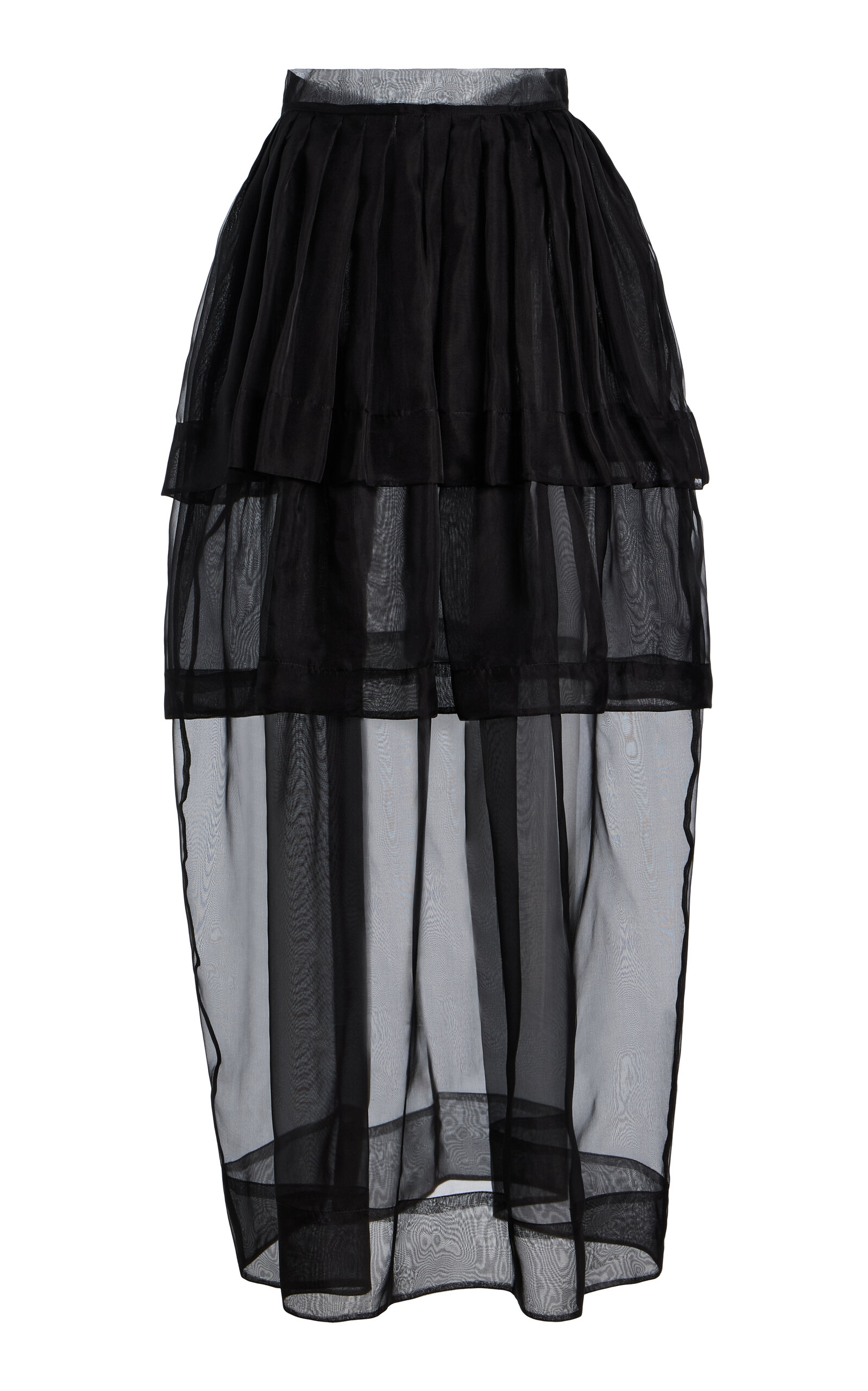 Kamperett Exclusive Canna Silk Organza Midi Skirt In Black