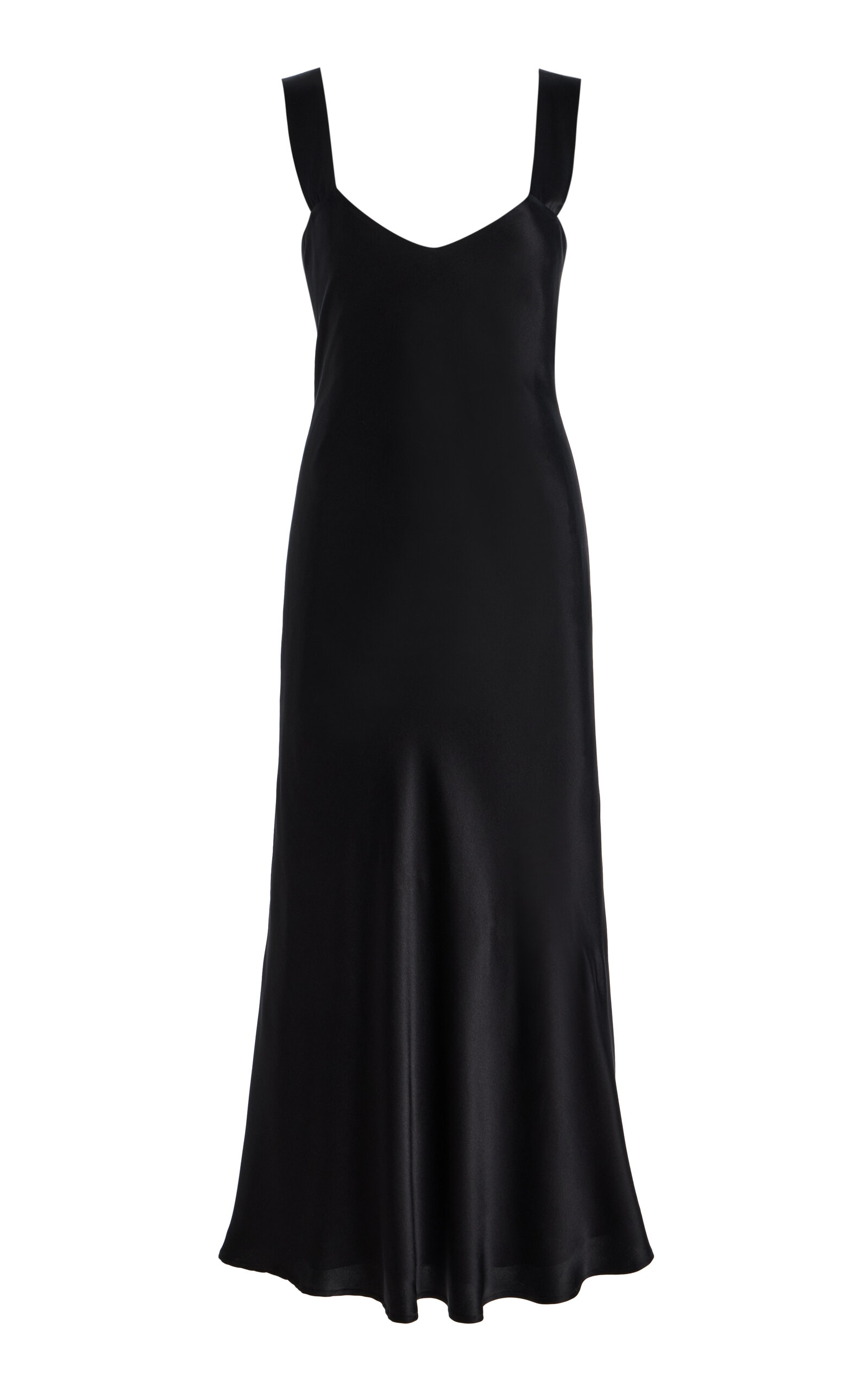 Kamperett Exclusive Lisette Silk Midi Slip Dress In Black