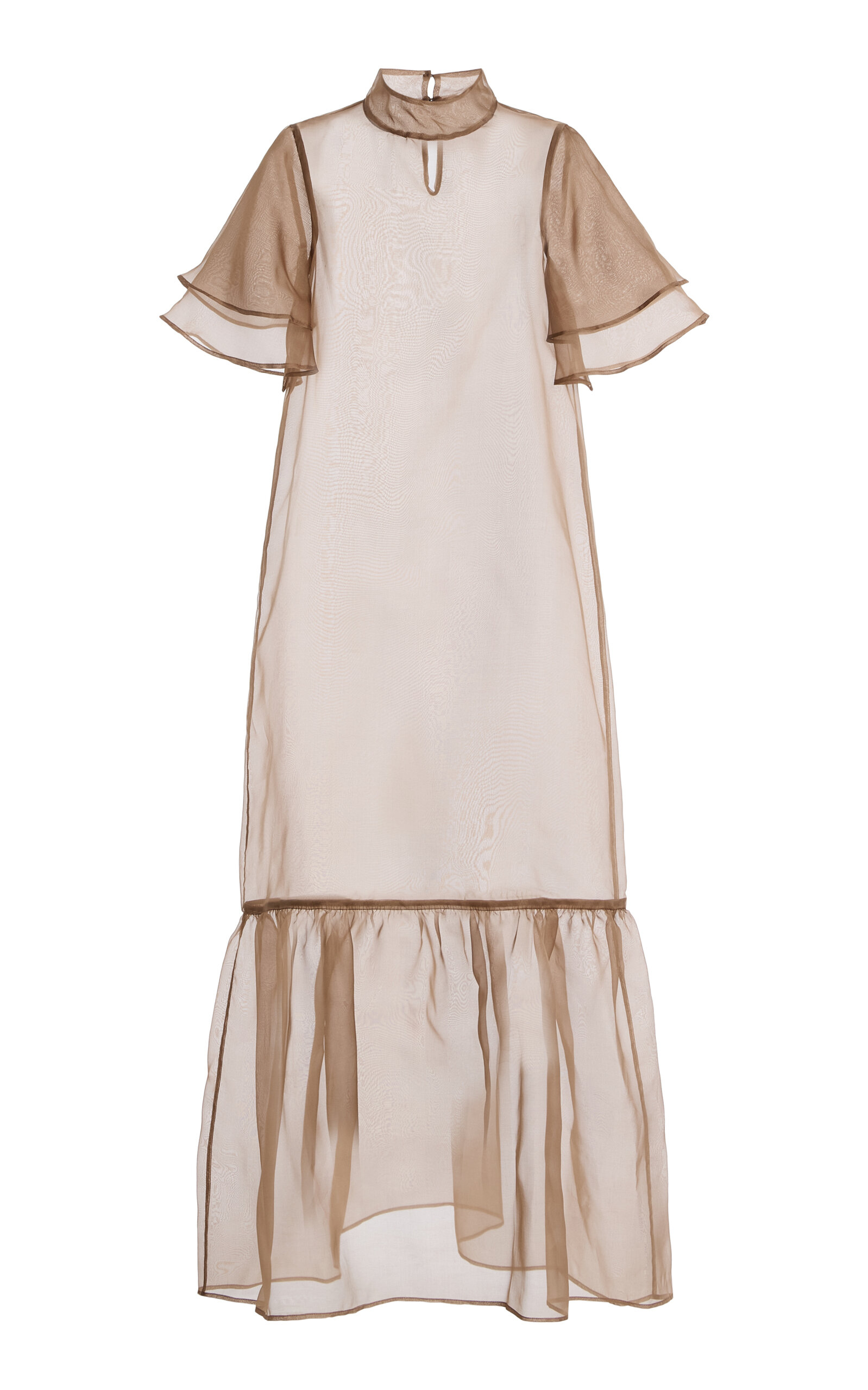 Kamperett Exclusive Barre Silk Organza Maxi Dress In Brown