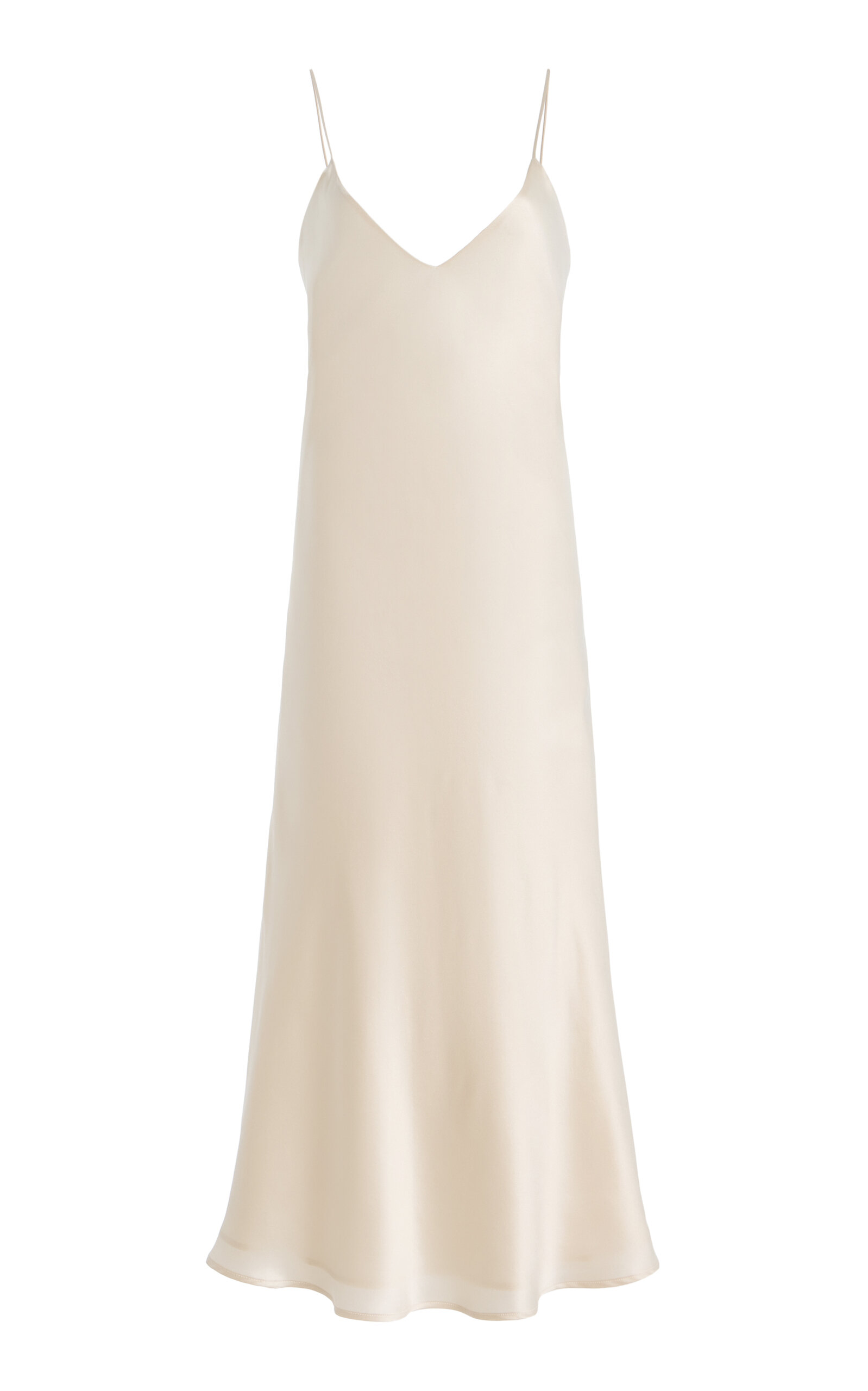 Kamperett Exclusive Caroline Silk Midi Dress In Neutral