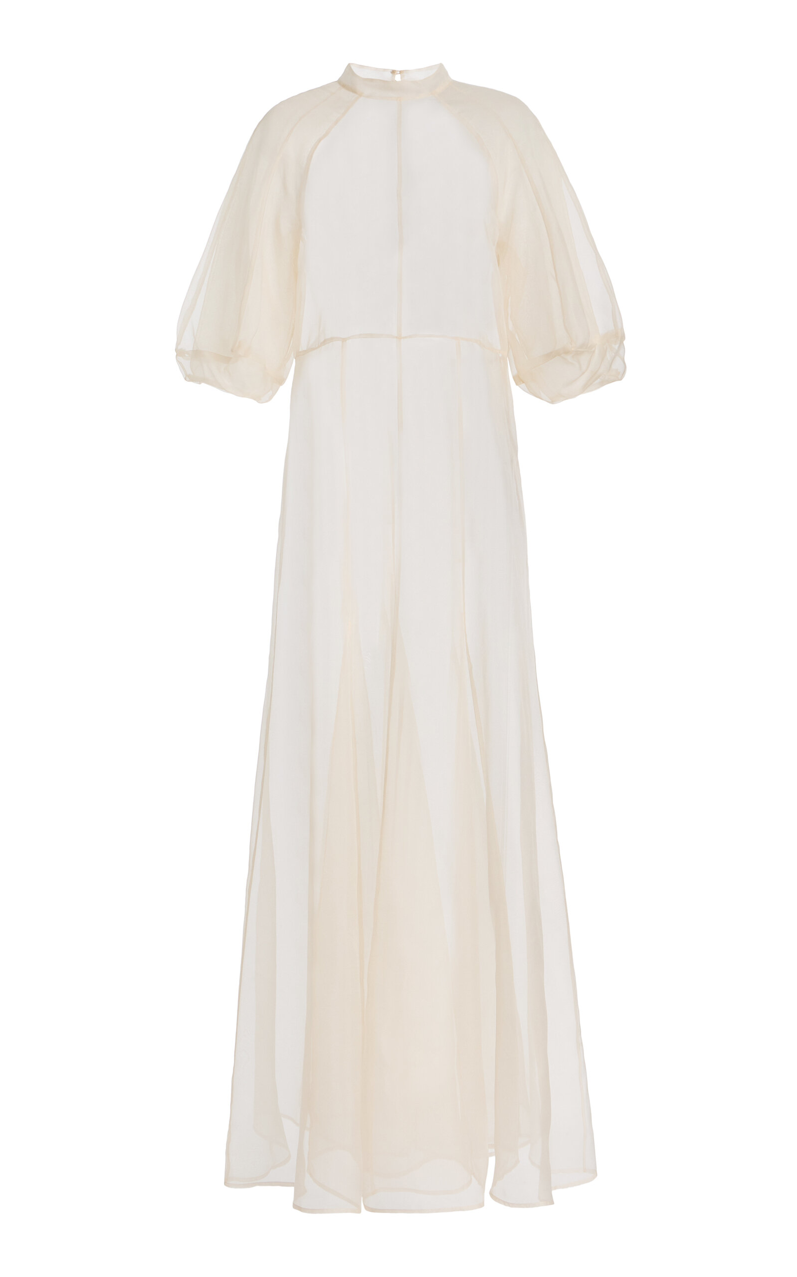 Kamperett Exclusive Meiere Silk Organza Gown In White