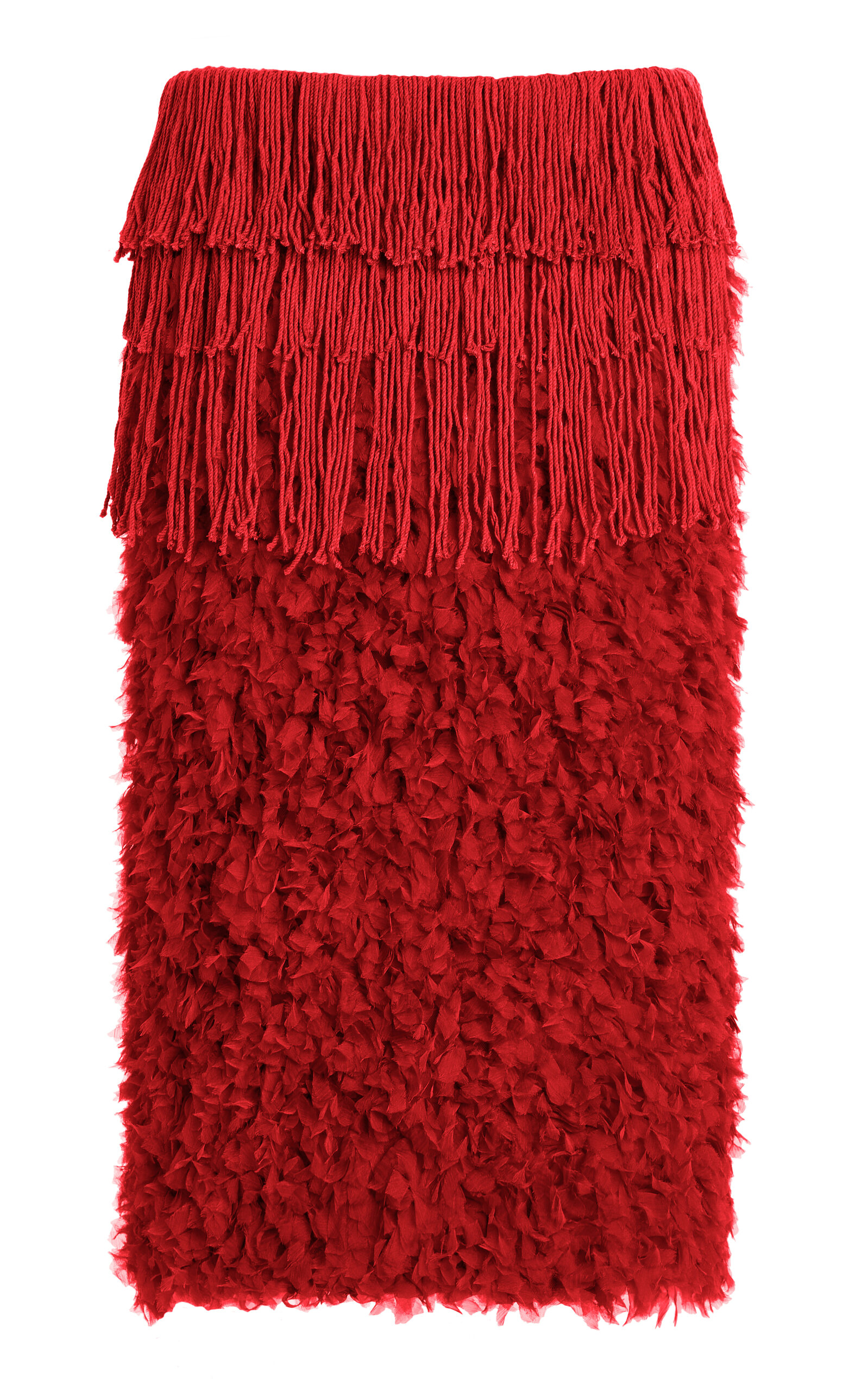 Diotima Bambola Fringe-Embellished Midi Skirt - Yellow