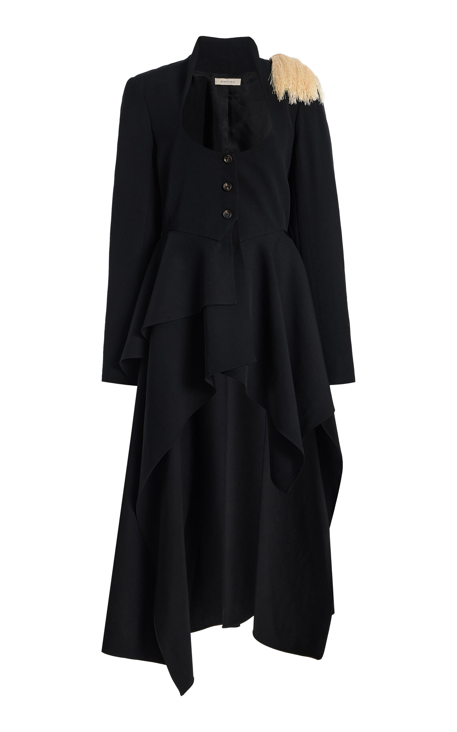 Diotima Peplum Wool Coat - Black