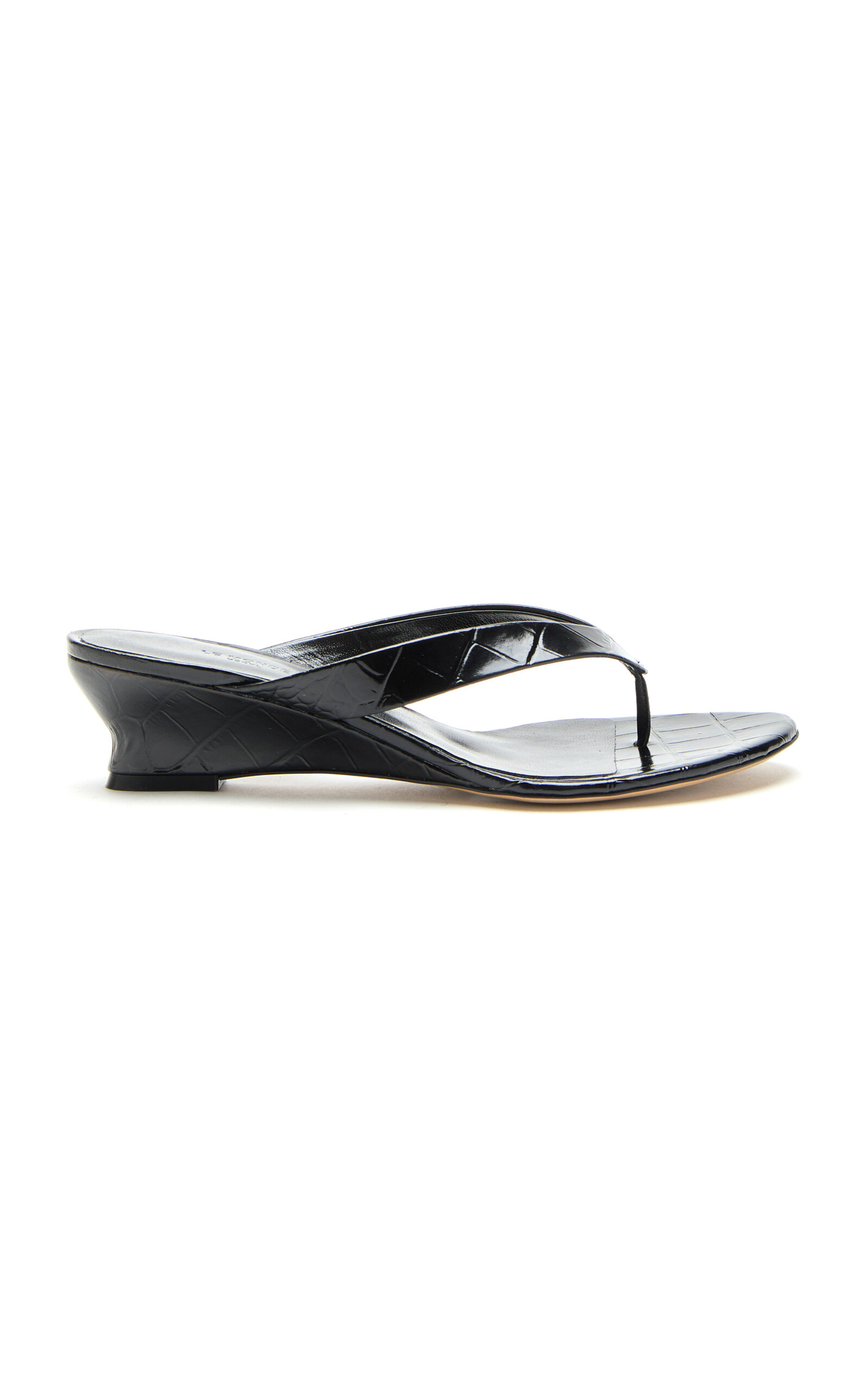 Le Monde Beryl Micro Wedge Croc-Leather Thong Sandals