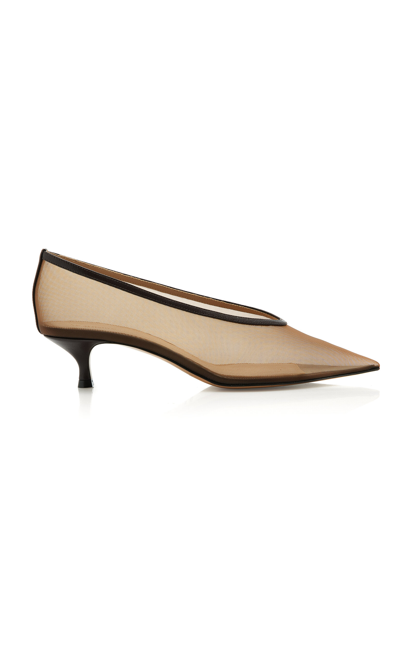 Le Monde Beryl Babouche Mesh Kitten Heel Pumps In Brown