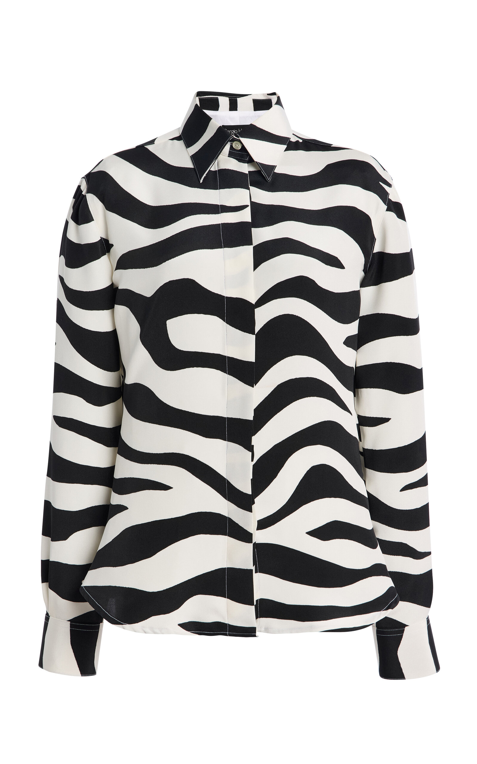 Sergio Hudson Animal-Printed Silk Crepe Top - Black/white