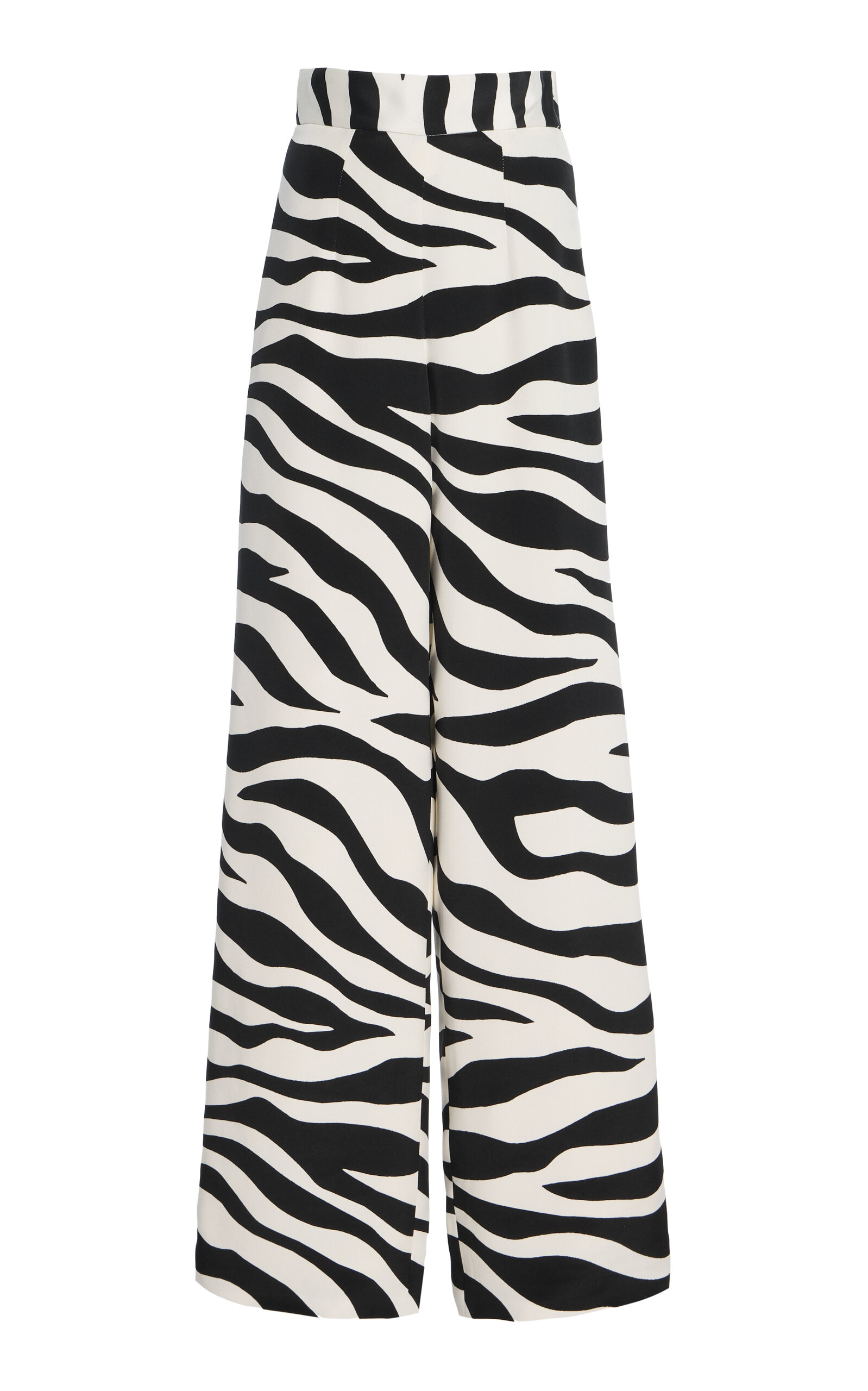 Sergio Hudson Zebra-printed Silk Crepe Wide Leg Pants In Animal Print