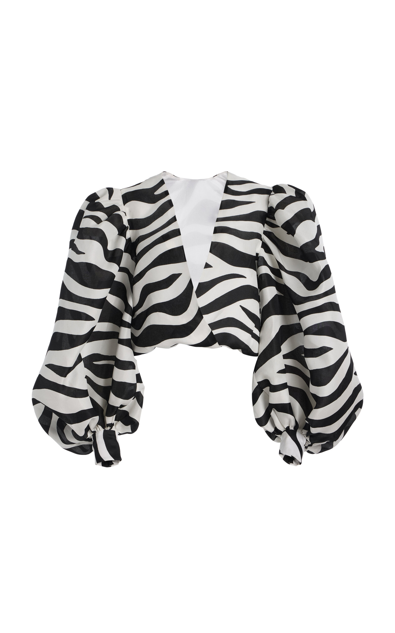 Sergio Hudson Faux Wrap Silk Gazar Top - Animal