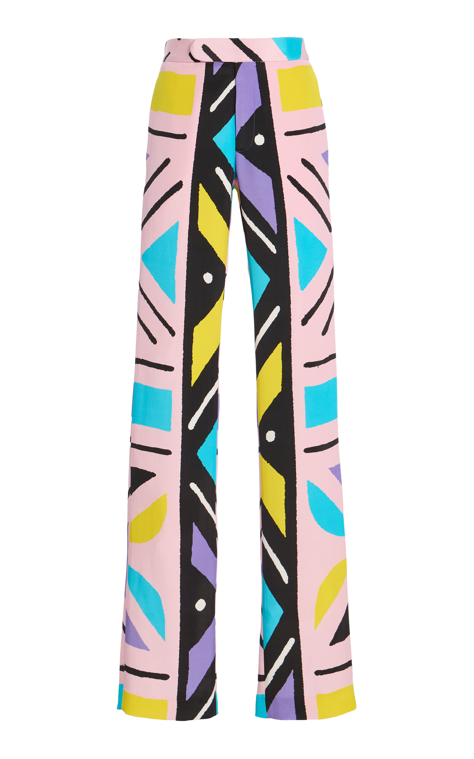 Sergio Hudson Silk Crepe Mid-Rise Bootleg Pants - Multi