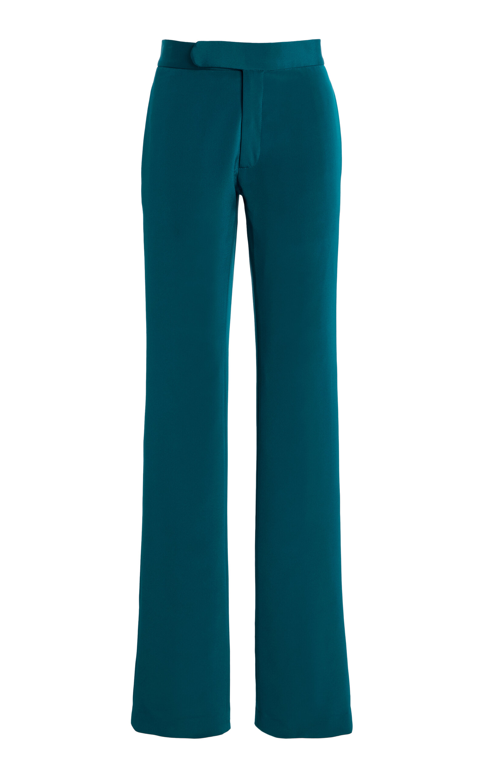 Sergio Hudson Printed Silk Crepe Mid-rise Bootleg Pants In Blue